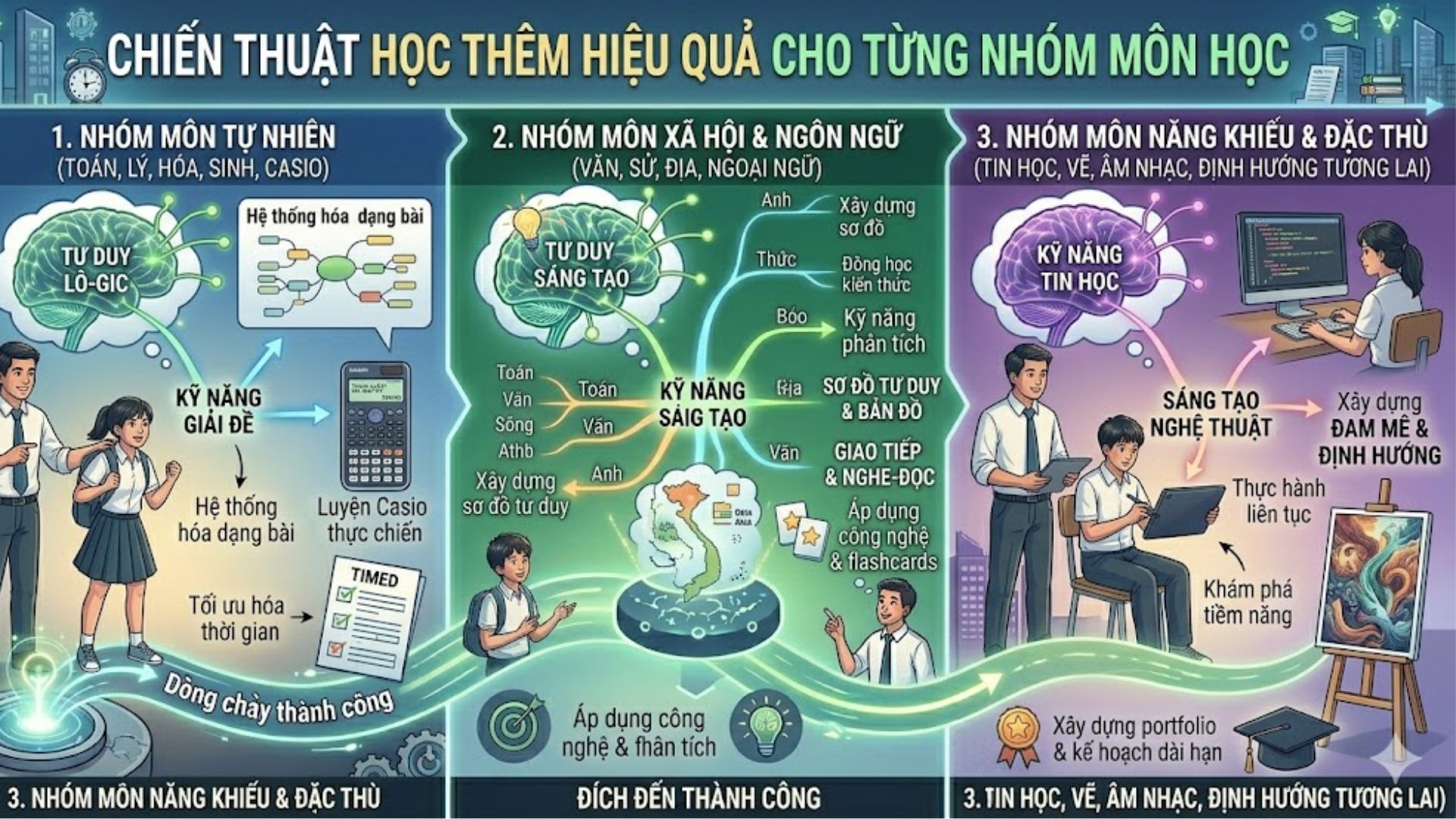 Chiến thuật học thêm hiệu quả cho từng nhóm môn học