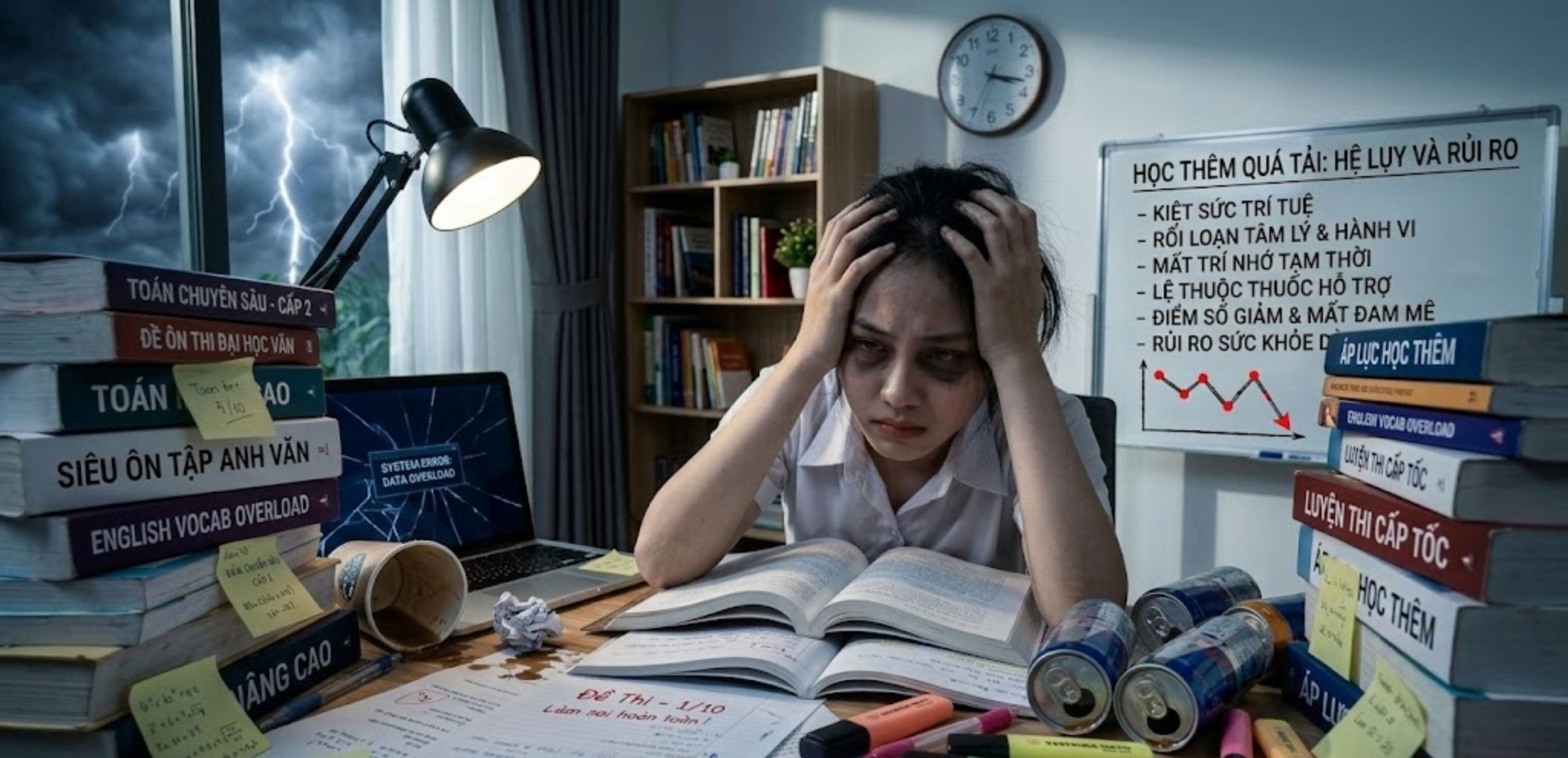 Hệ lụy và rủi ro khi học thêm quá tải