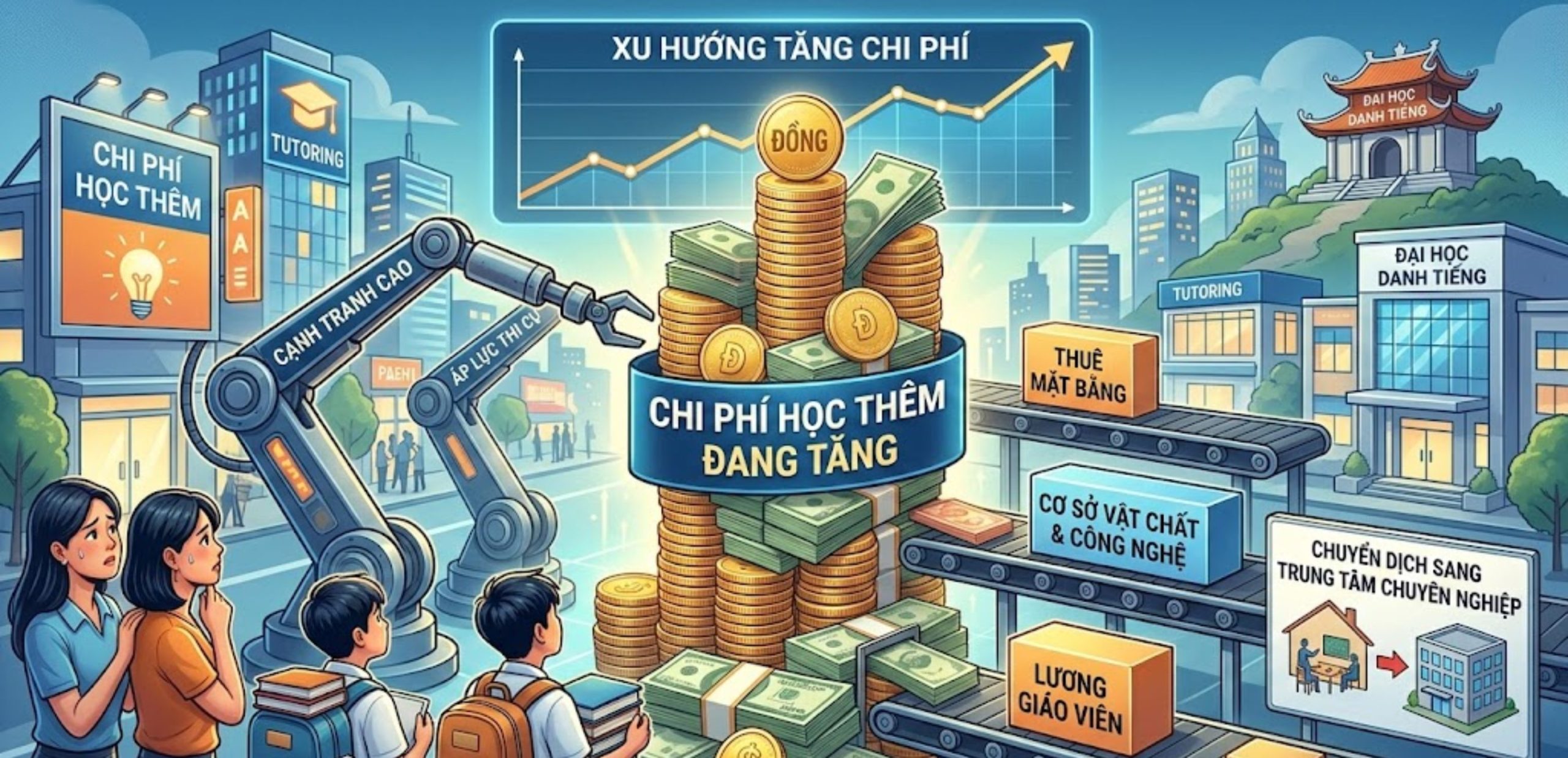 Vì sao chi phí học thêm ngày càng tăng?