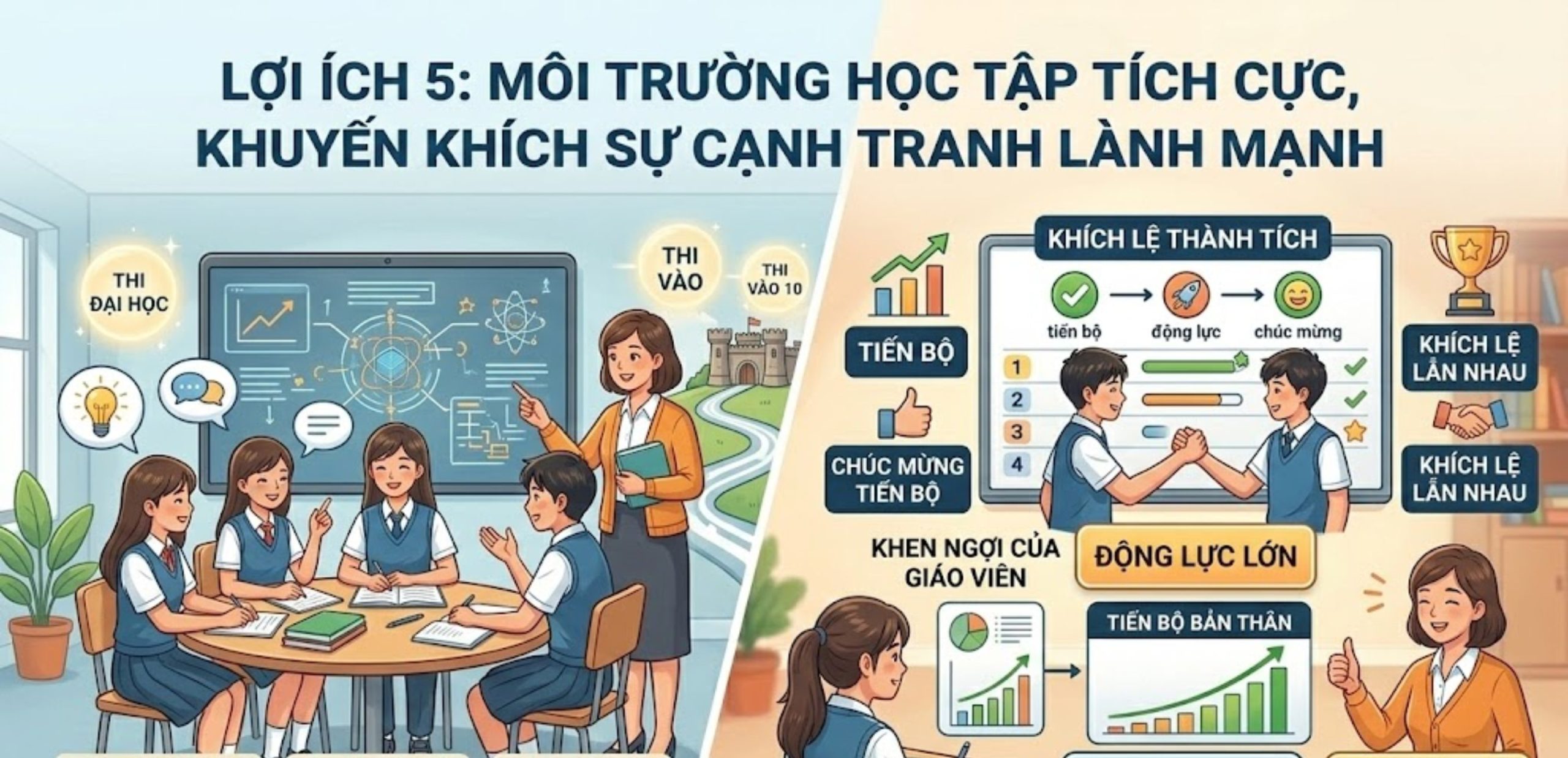 Lợi Ích 5: Môi Trường Học Tập Tích Cực, Khuyến Khích Sự Cạnh Tranh Lành Mạnh