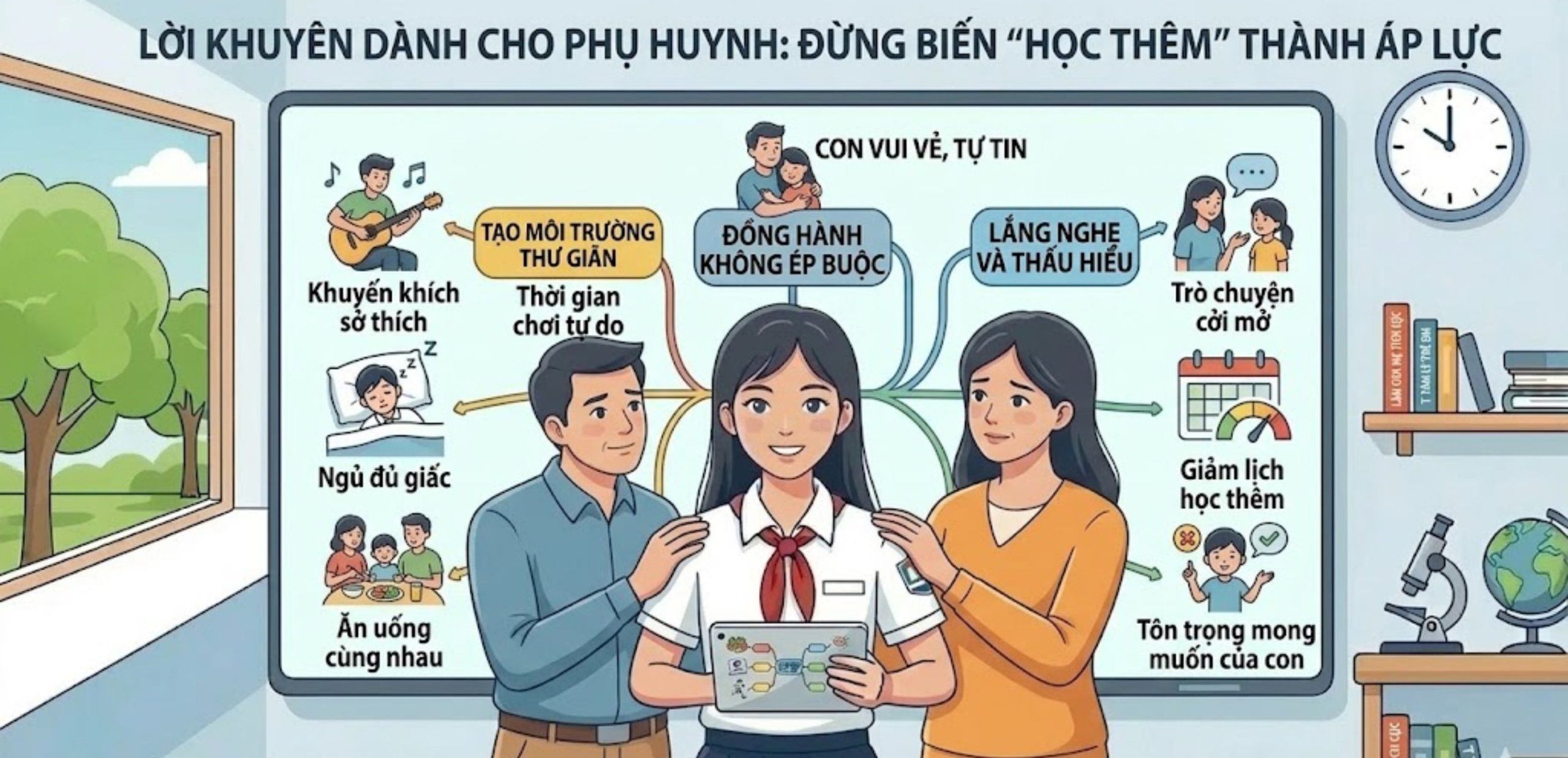 Lời khuyên dành cho phụ huynh: Đừng biến "học thêm" thành áp lực