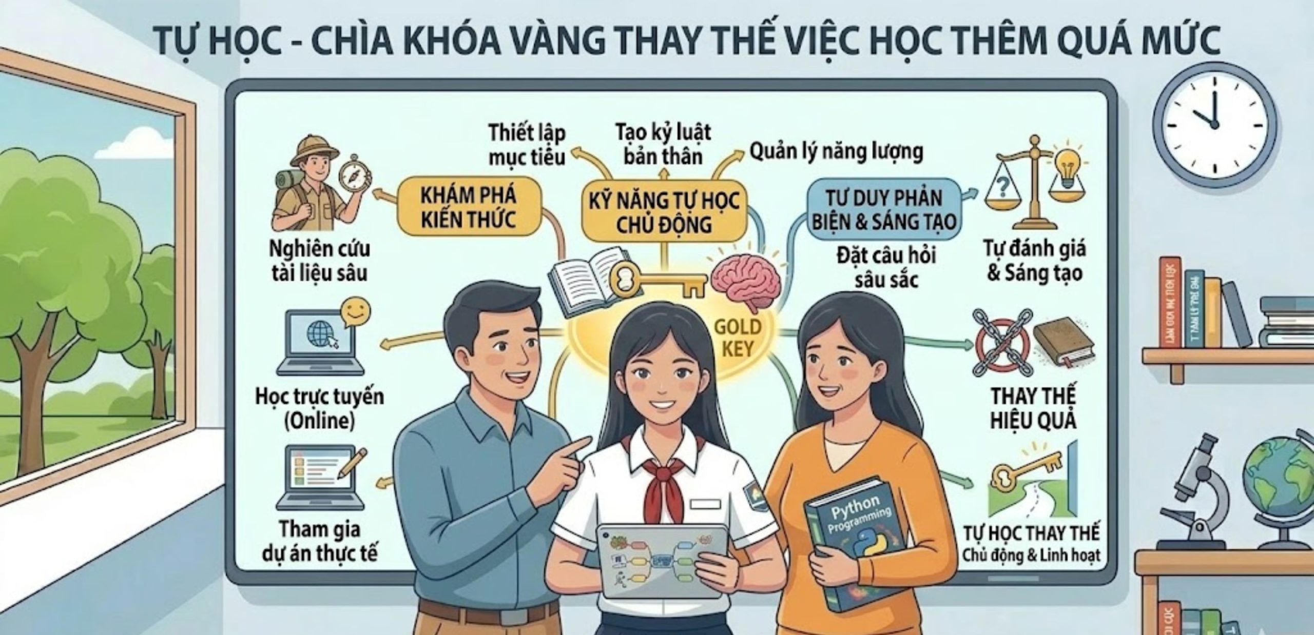 Tự học - Chìa khóa vàng thay thế việc học thêm quá mức