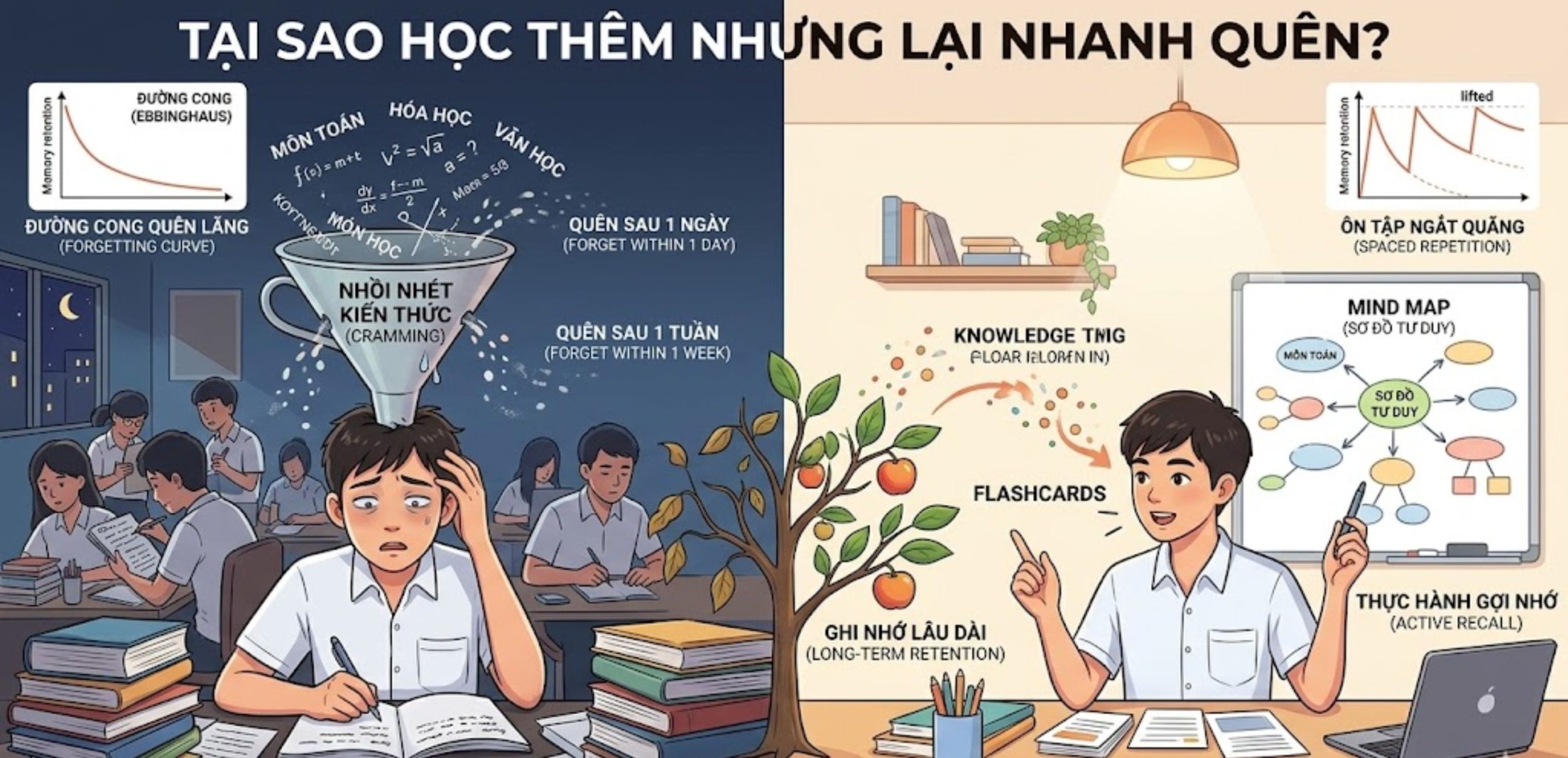 Tại Sao Chúng Ta Học Thêm Nhưng Lại Nhanh Quên?