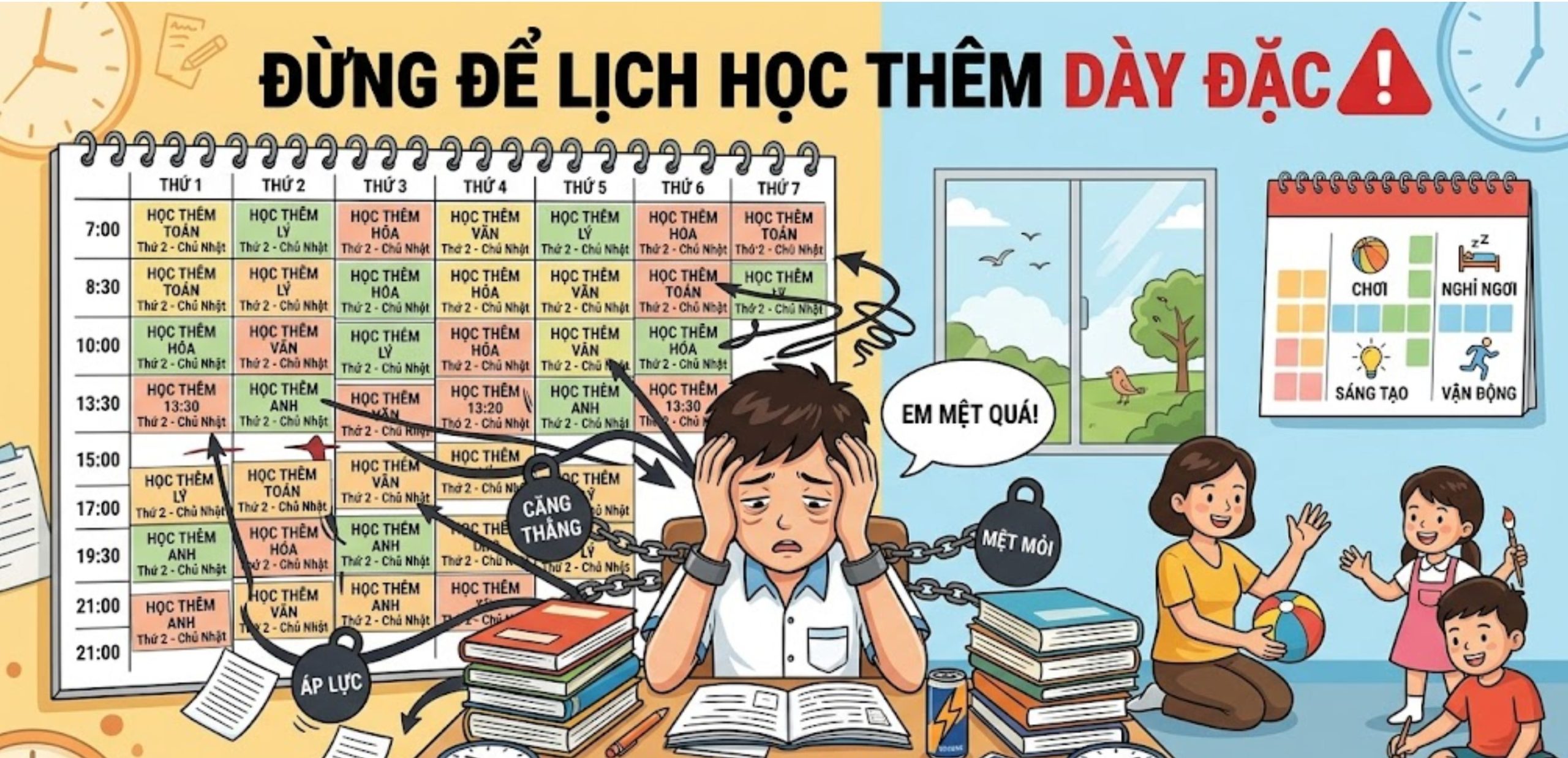 Đừng Để Lịch Học Thêm Dày Đặc