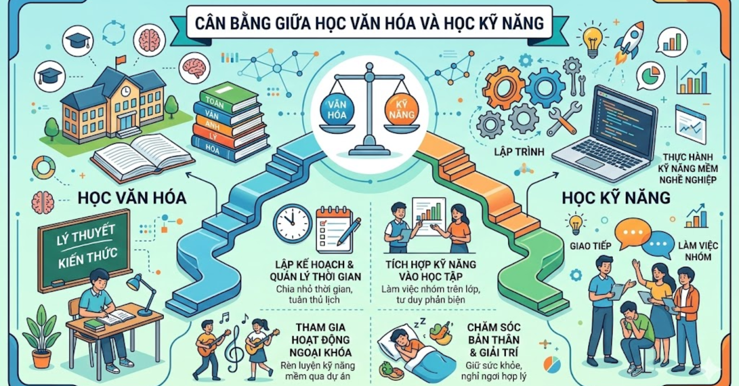 Làm sao để cân bằng giữa học văn hóa và học kỹ năng?