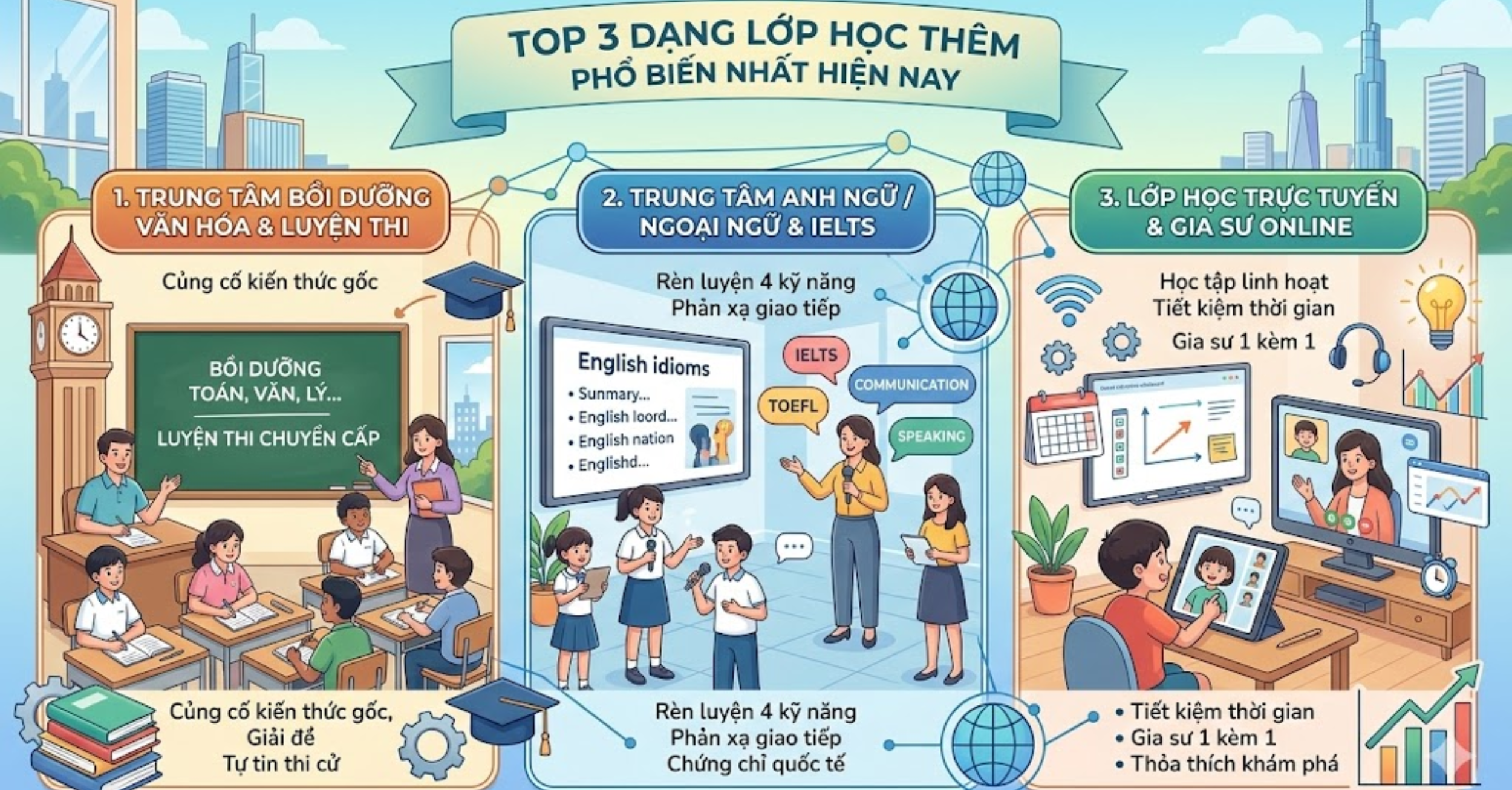 Top 3 Dạng Lớp Học Thêm Phổ Biến Nhất Hiện Nay
