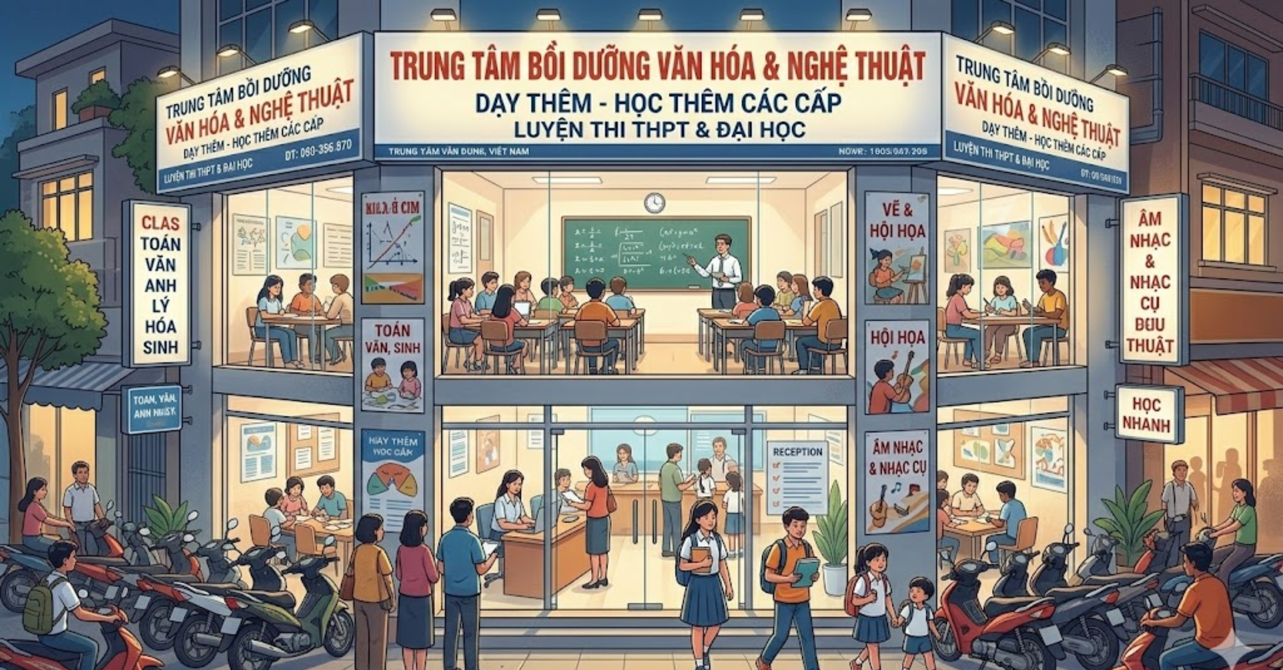 Học Thêm Tại Trung Tâm Bồi Dưỡng Văn Hóa hình minh họa
