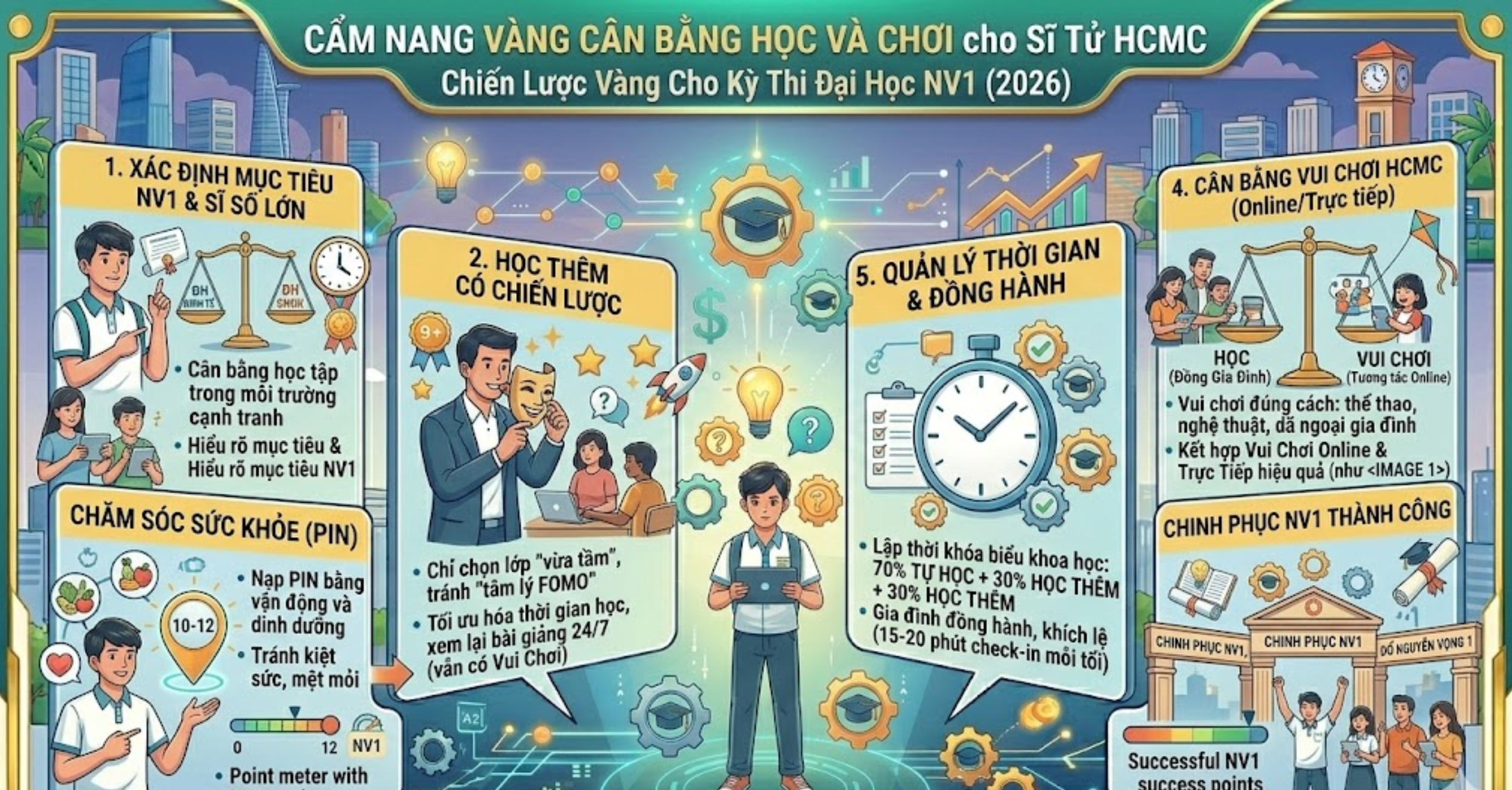 Cẩm Nang Vàng Cân Bằng Học Và Chơi cho Sĩ Tử HCMC