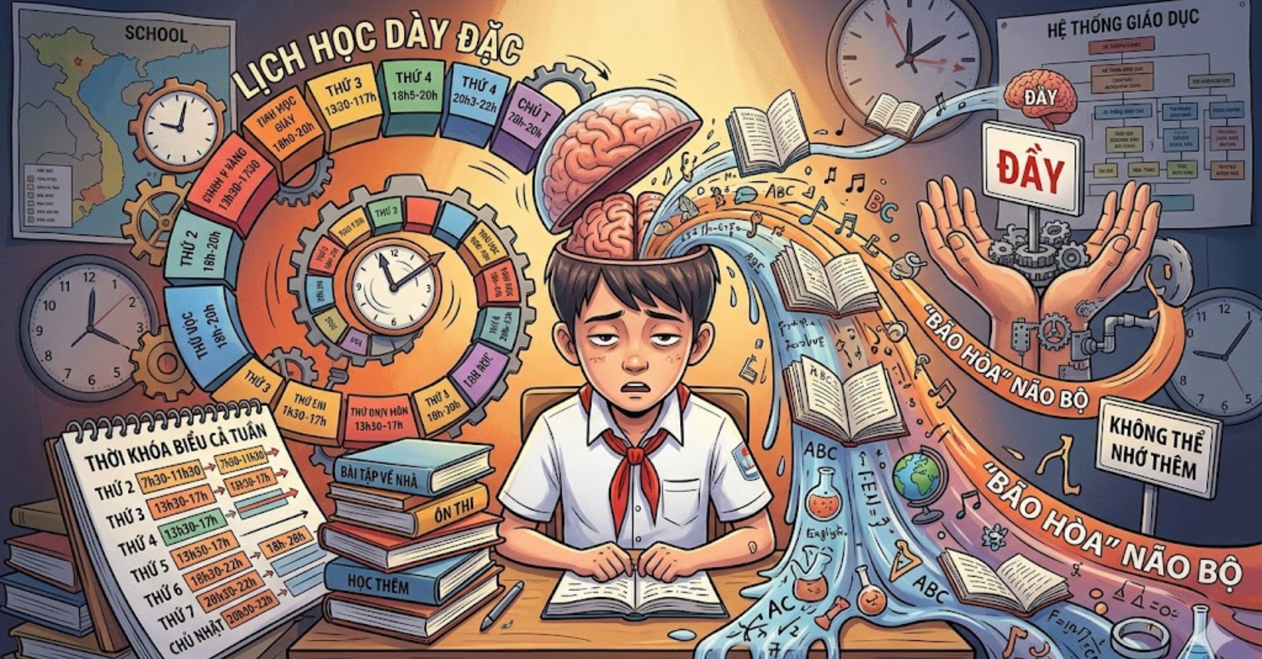 Lịch học dày đặc dẫn đến tình trạng "bão hòa" não bộ