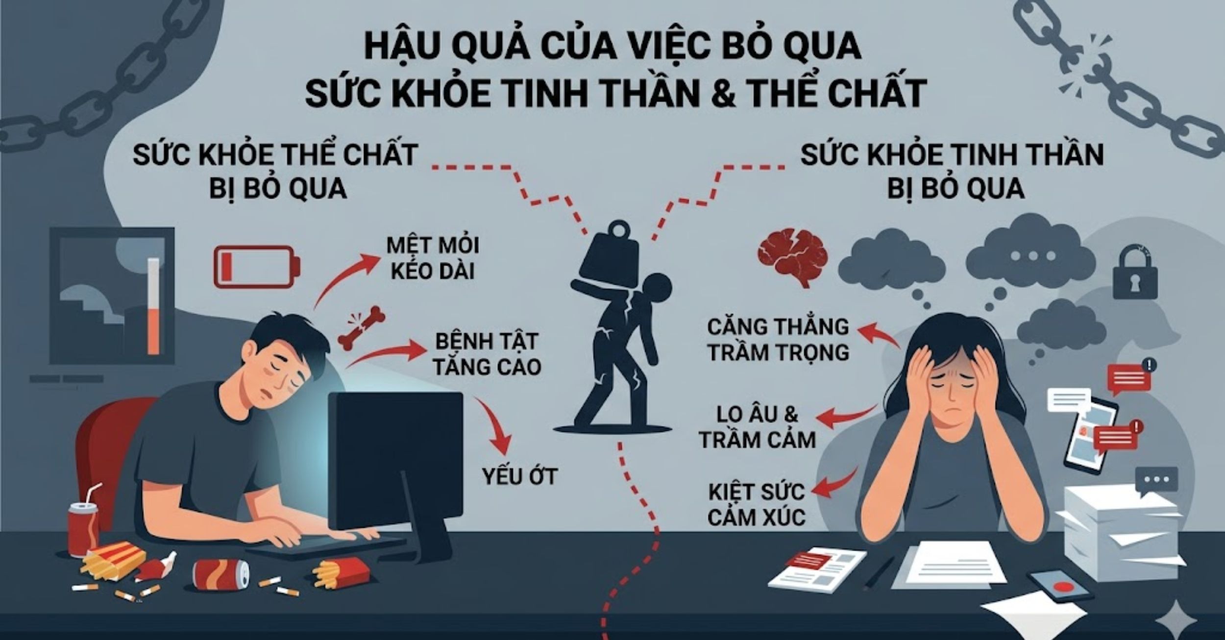 Bỏ qua sức khỏe tinh thần và thể chất