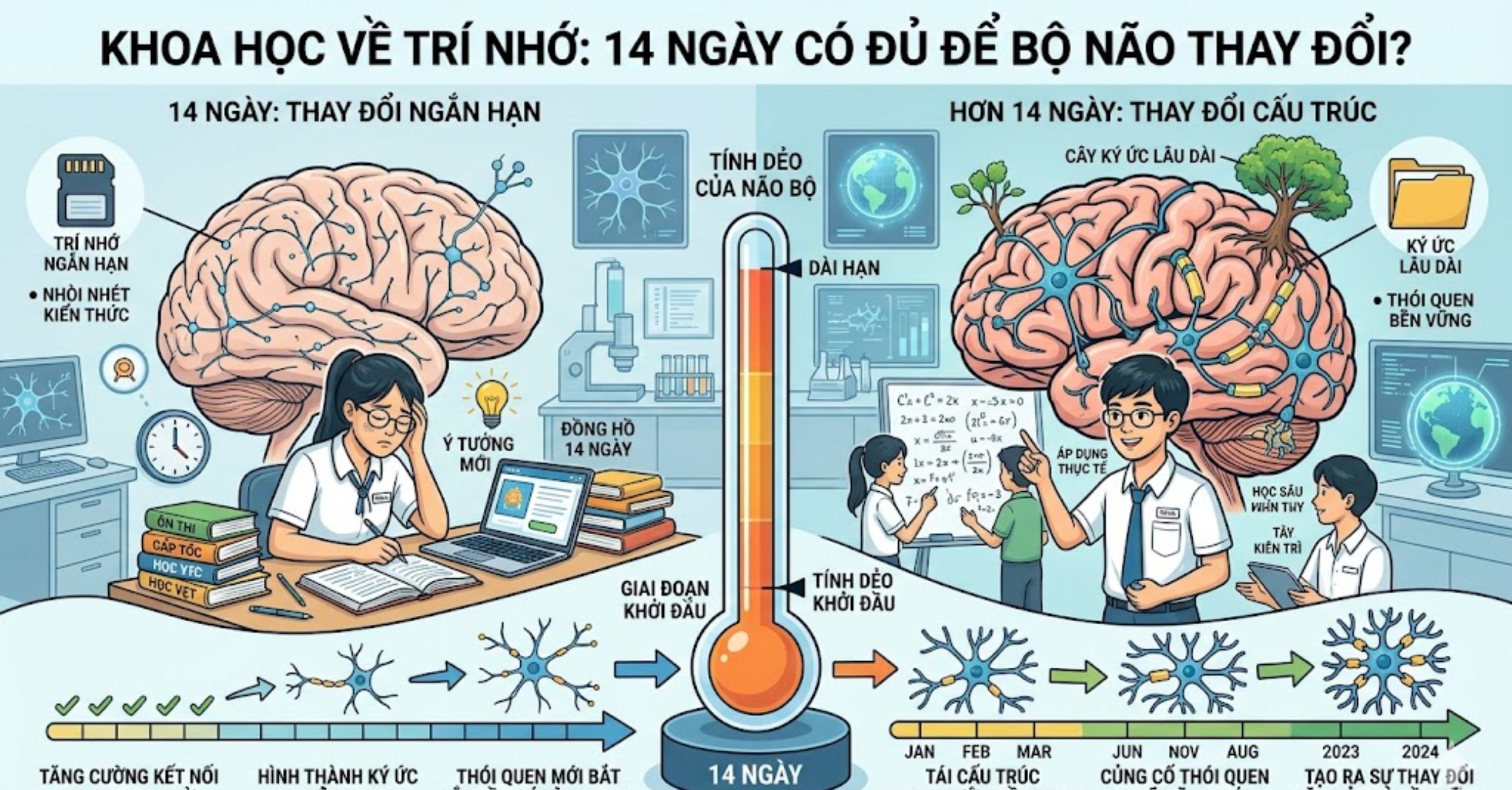 Khoa học về trí nhớ: 14 ngày có đủ để bộ não thay đổi?