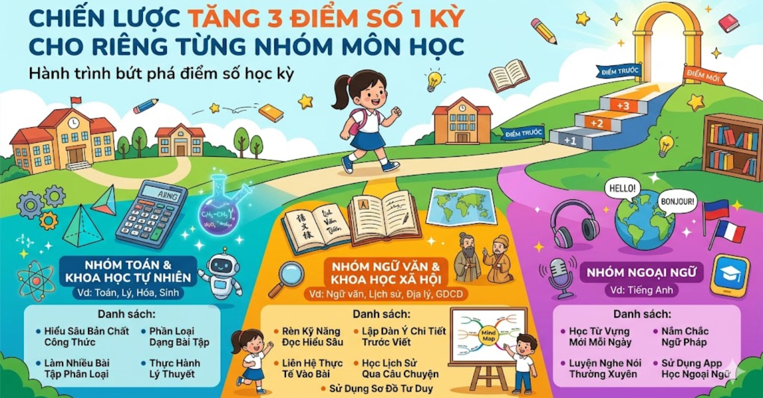 Chiến Lược Tăng 3 Điểm Số 1 Kỳ Cho Riêng Từng Nhóm Môn Học