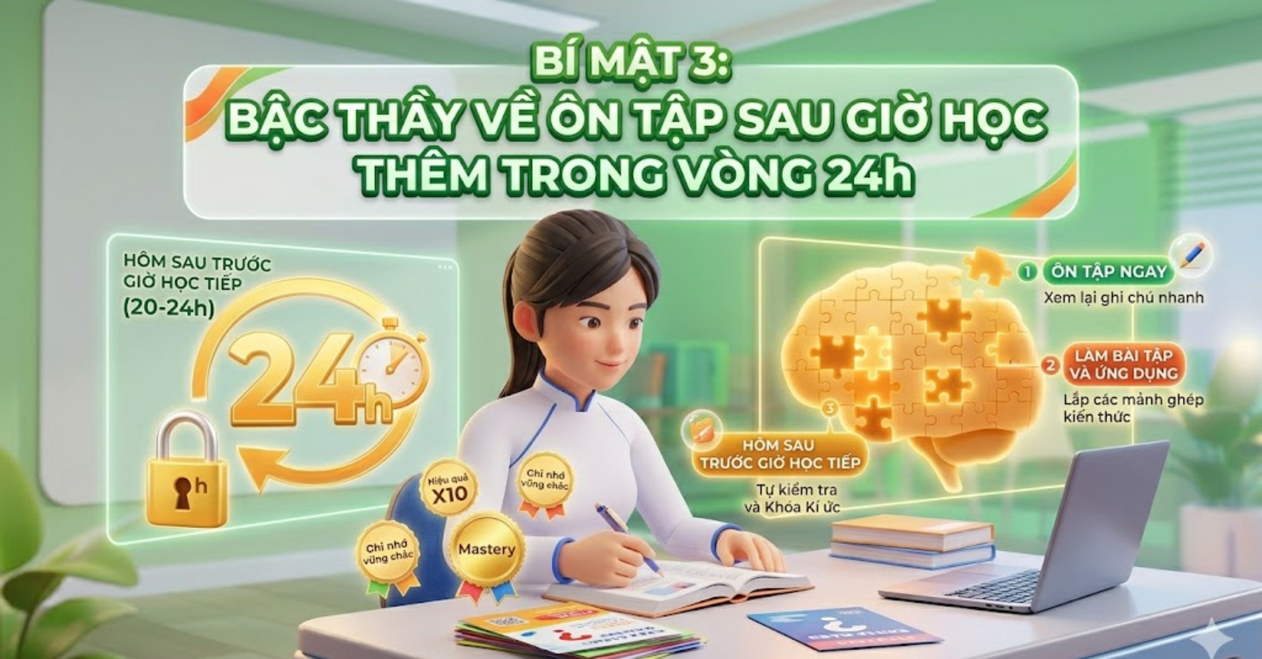 Bí Mật 3: Bậc Thầy Về Ôn Tập Sau Giờ Học Thêm Trong Vòng 24h
