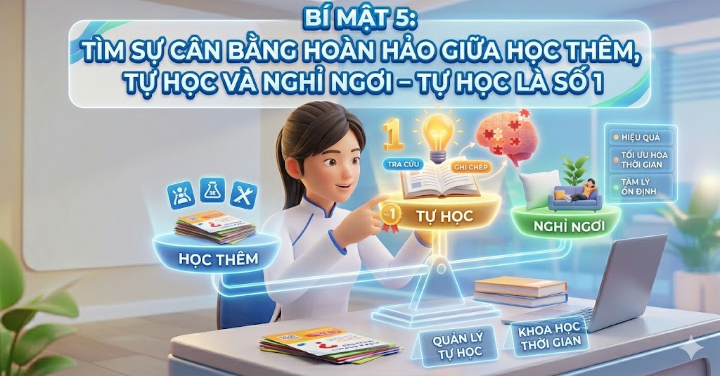 Bí Mật 5: Tìm Sự Cân Bằng Hoàn Hảo Giữa Học Thêm, Tự Học Và Nghỉ Ngơi – Tự Học Là Số 1