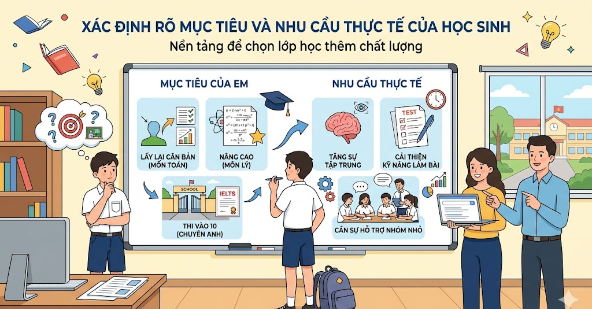 Xác định rõ mục tiêu và nhu cầu thực tế của học sinh
