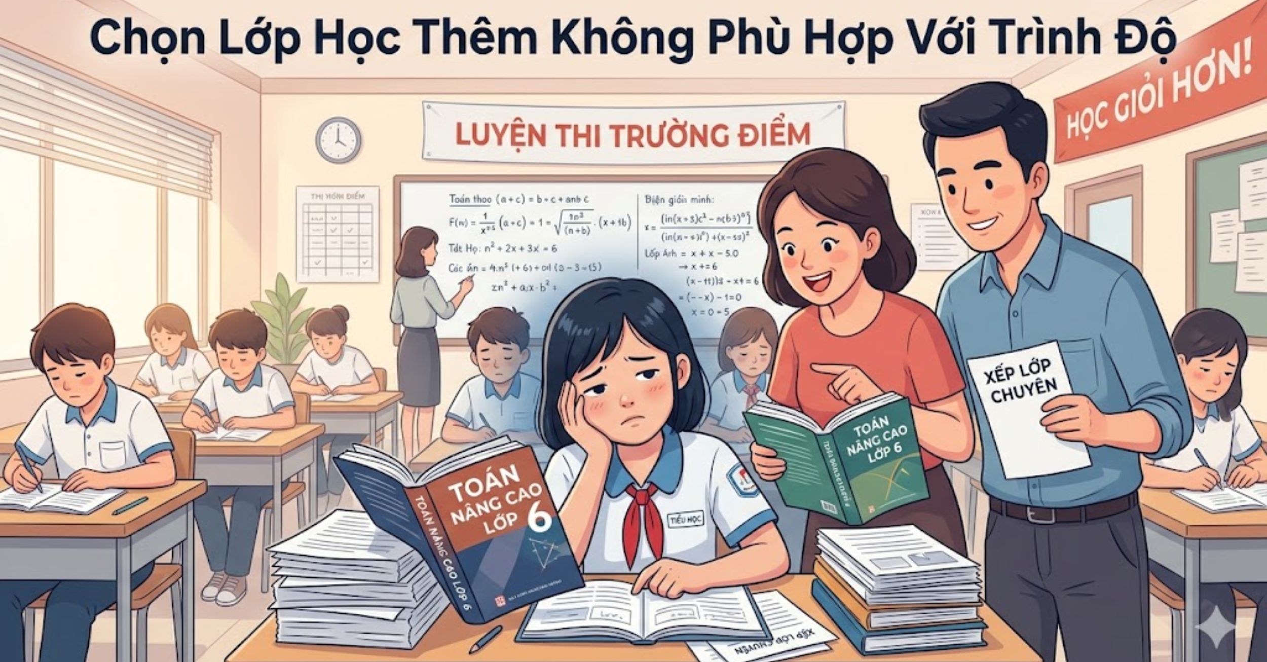 Chọn lớp học thêm không phù hợp với trình độ của con