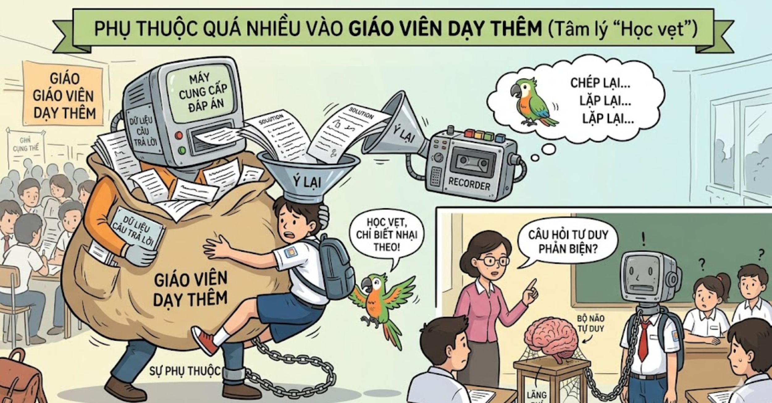 Phụ thuộc quá nhiều vào giáo viên dạy thêm (Tâm lý “Học vẹt”)