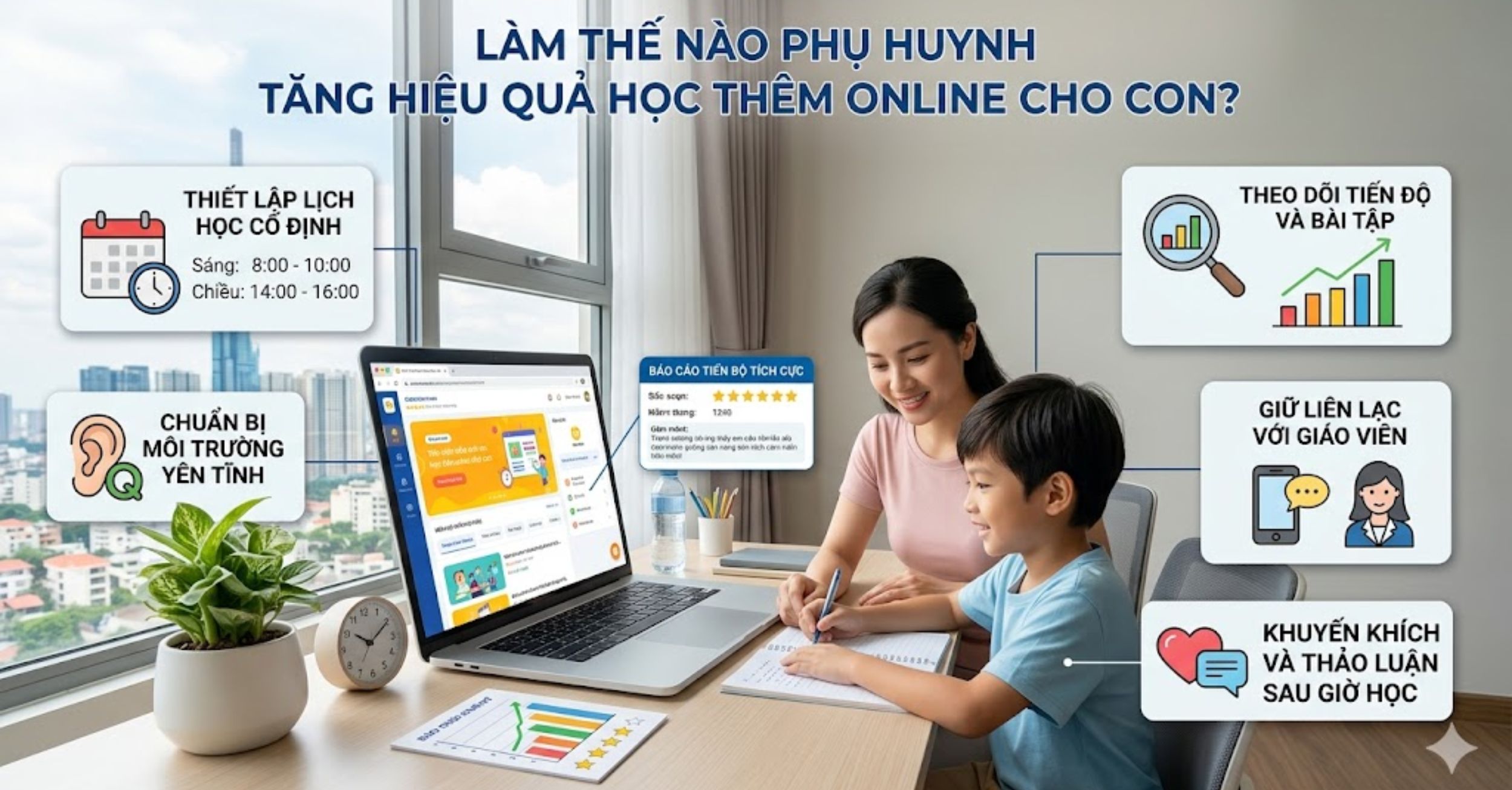 Làm Thế Nào Phụ Huynh Tăng Hiệu Quả Học Thêm Online Cho Con?