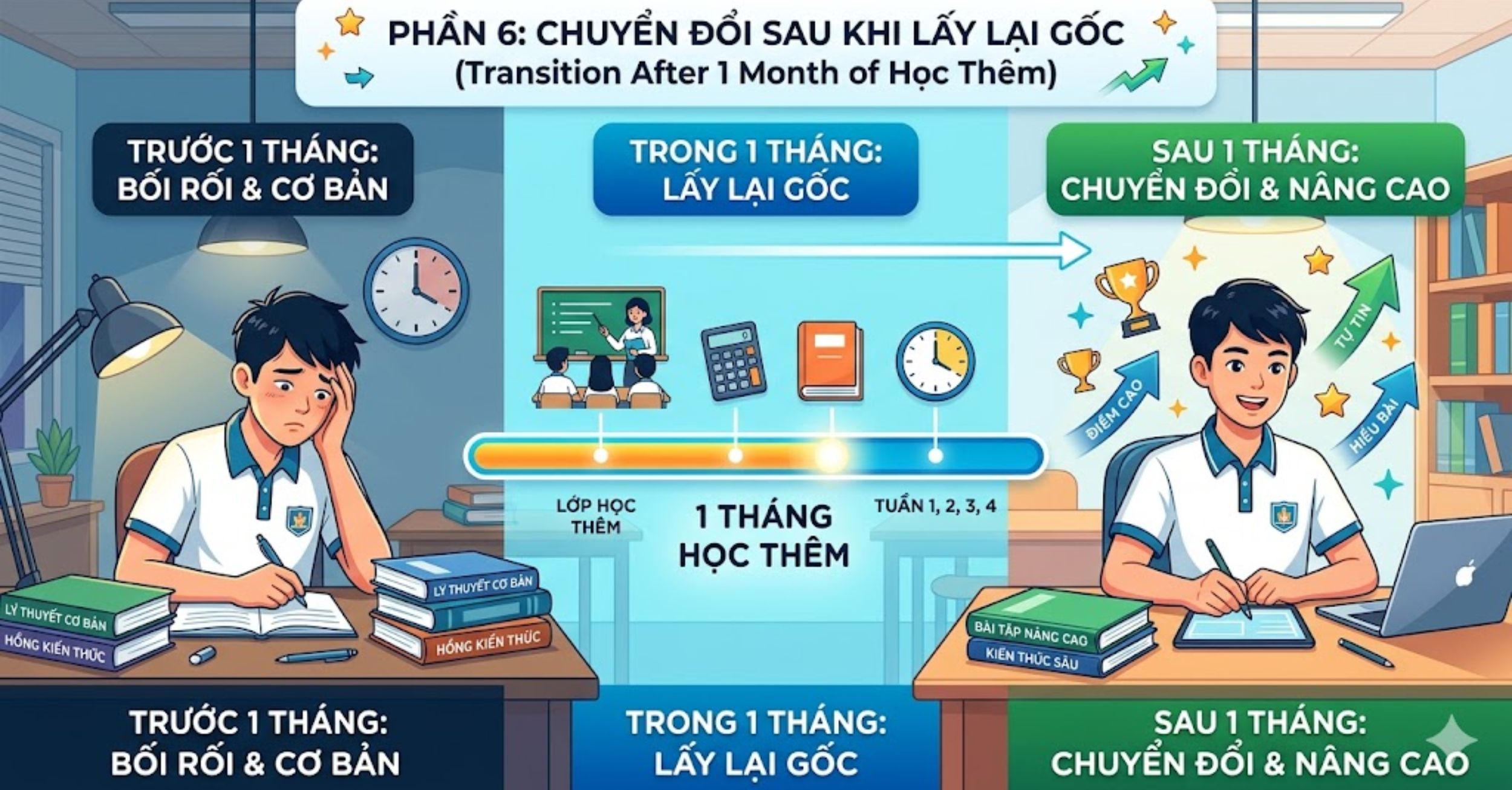 Phần 6: Chuyển Đổi Sau Khi Lấy Lại Gốc (Transition After 1 Month of Học Thêm)