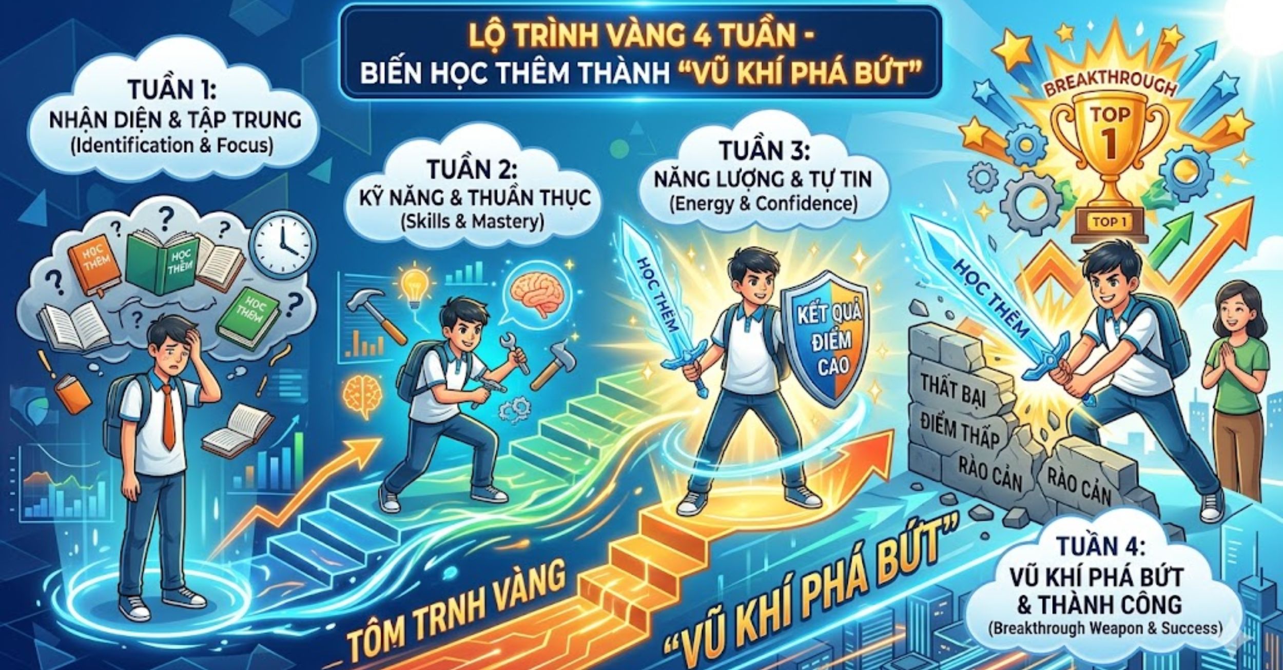 Lộ Trình Vàng 4 Tuần - Biến Học Thêm Thành "Vũ Khí Phá Bứt"