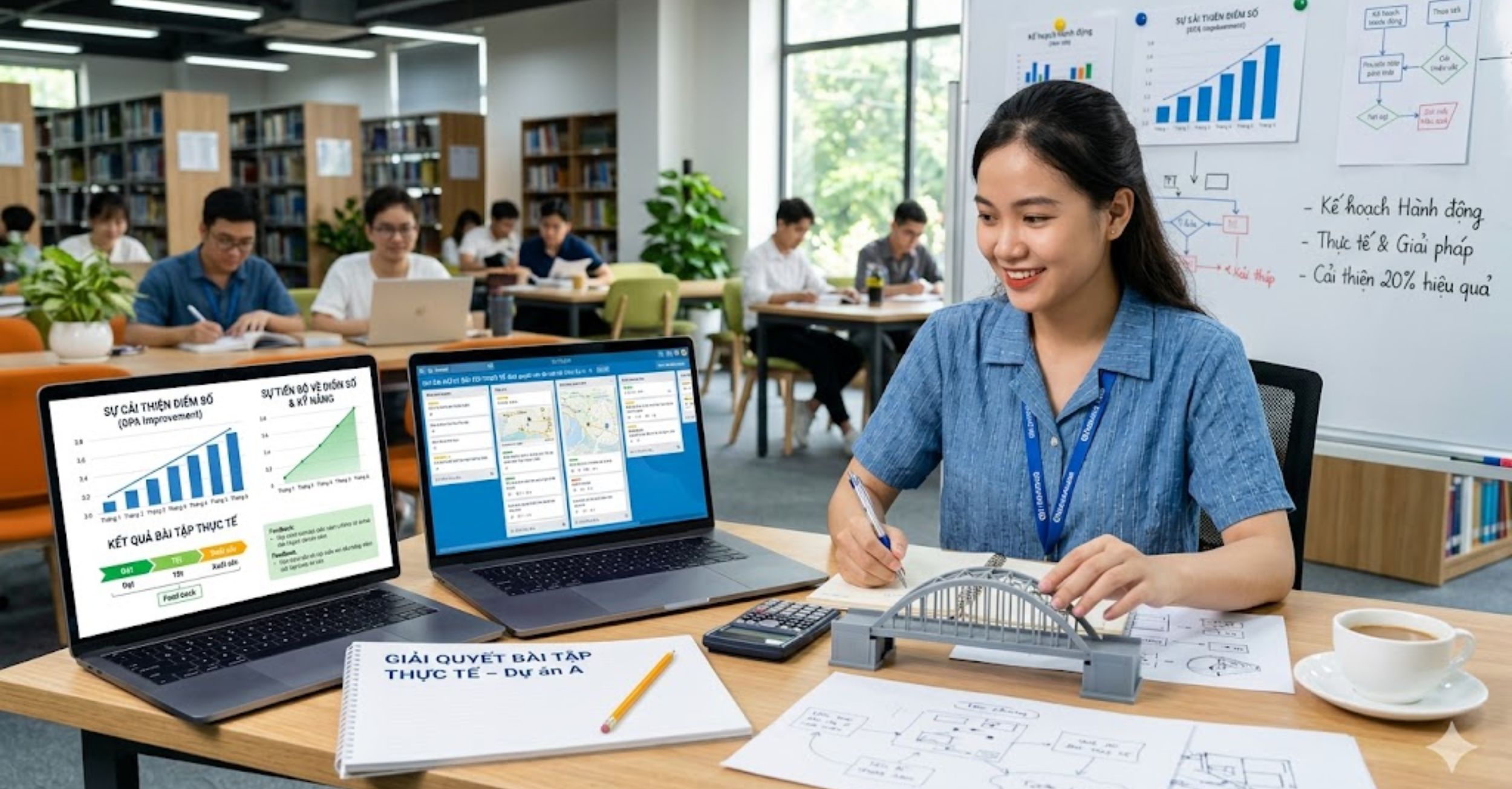 Tiêu chí 1: Sự cải thiện về điểm số và khả năng xử lý bài tập thực tế