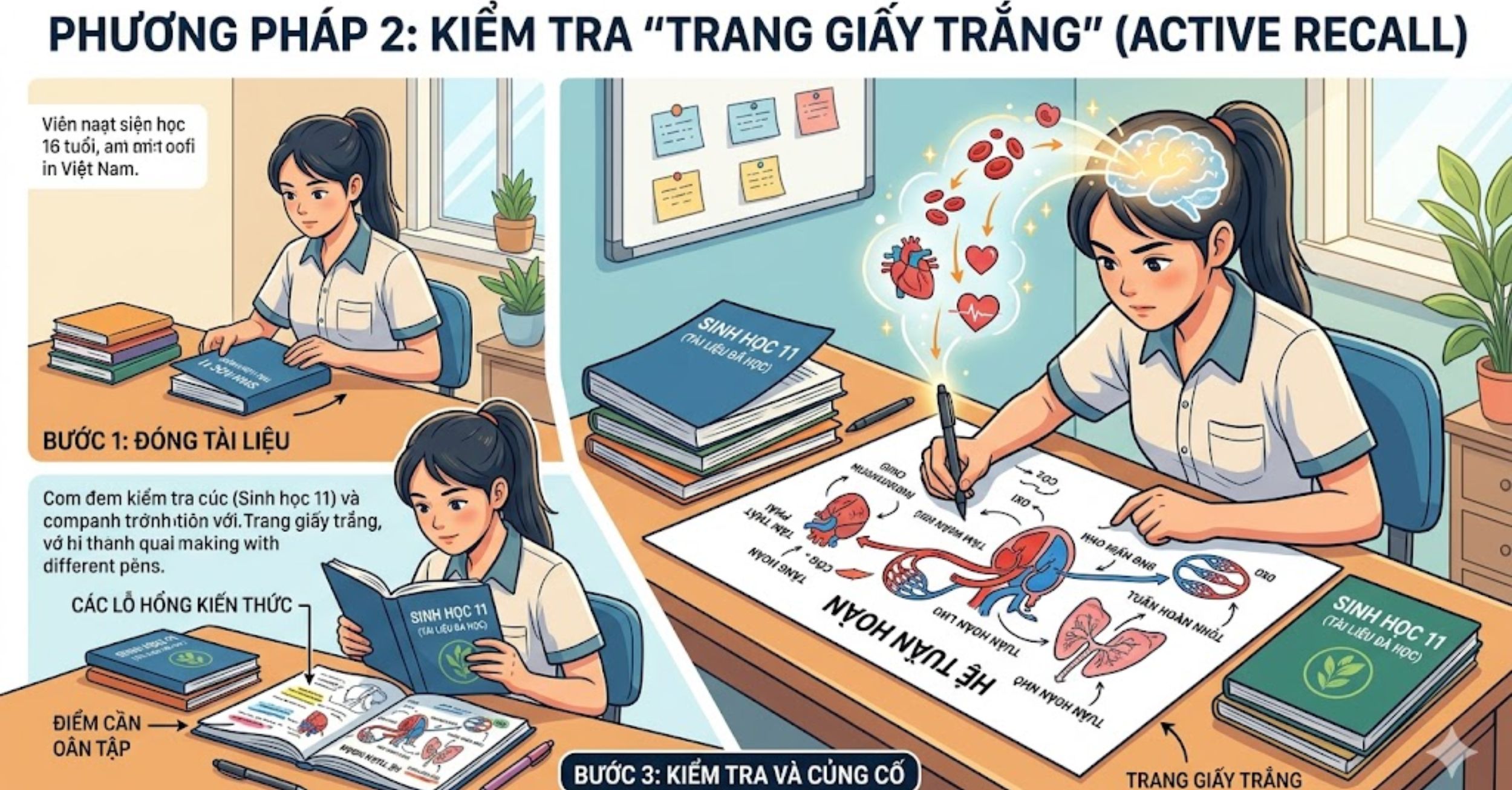 Phương pháp 2: Kiểm tra "Trang giấy trắng" (Active Recall)