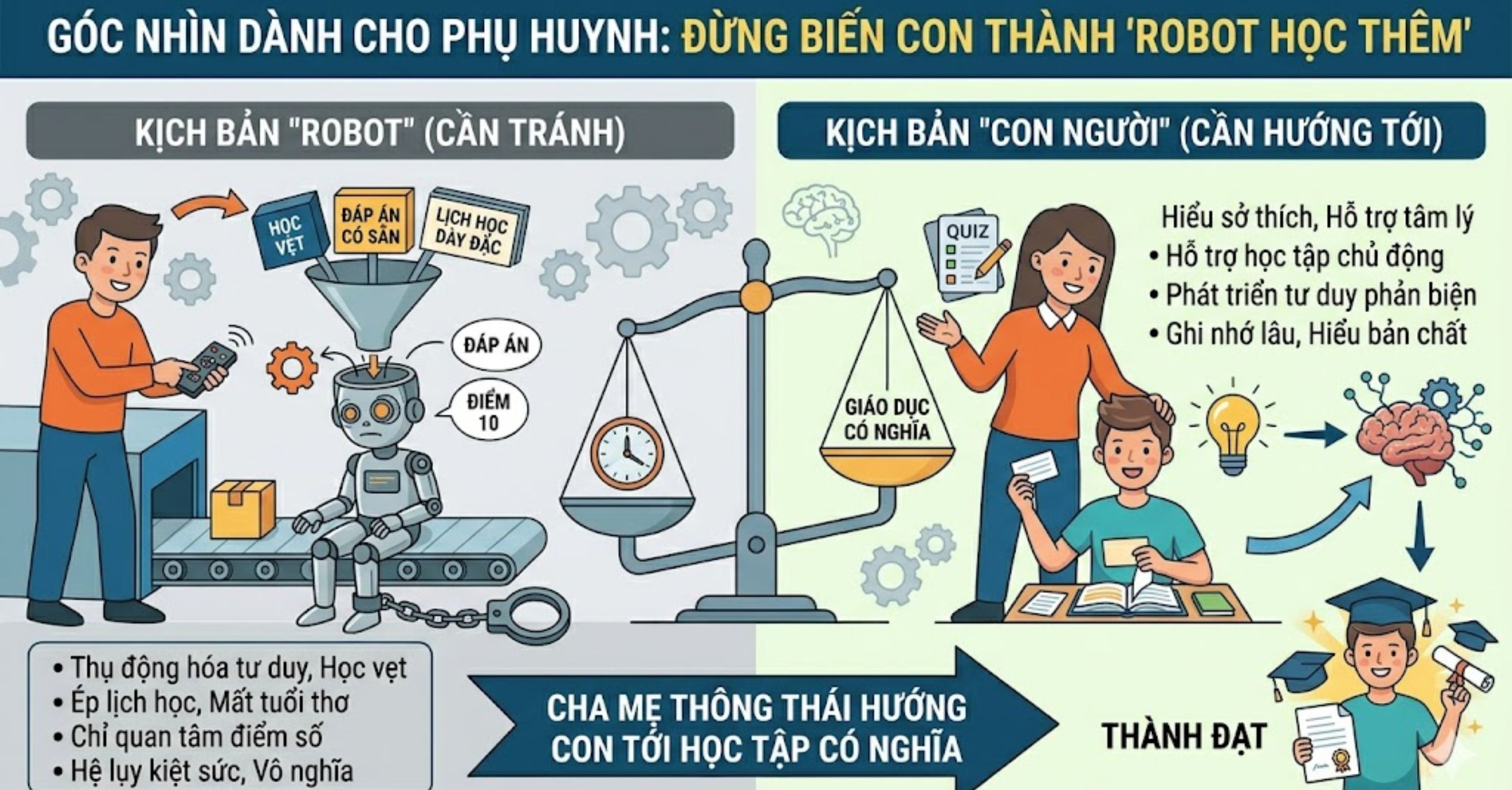 Góc nhìn dành cho phụ huynh: Đừng biến con thành "Robot học thêm"