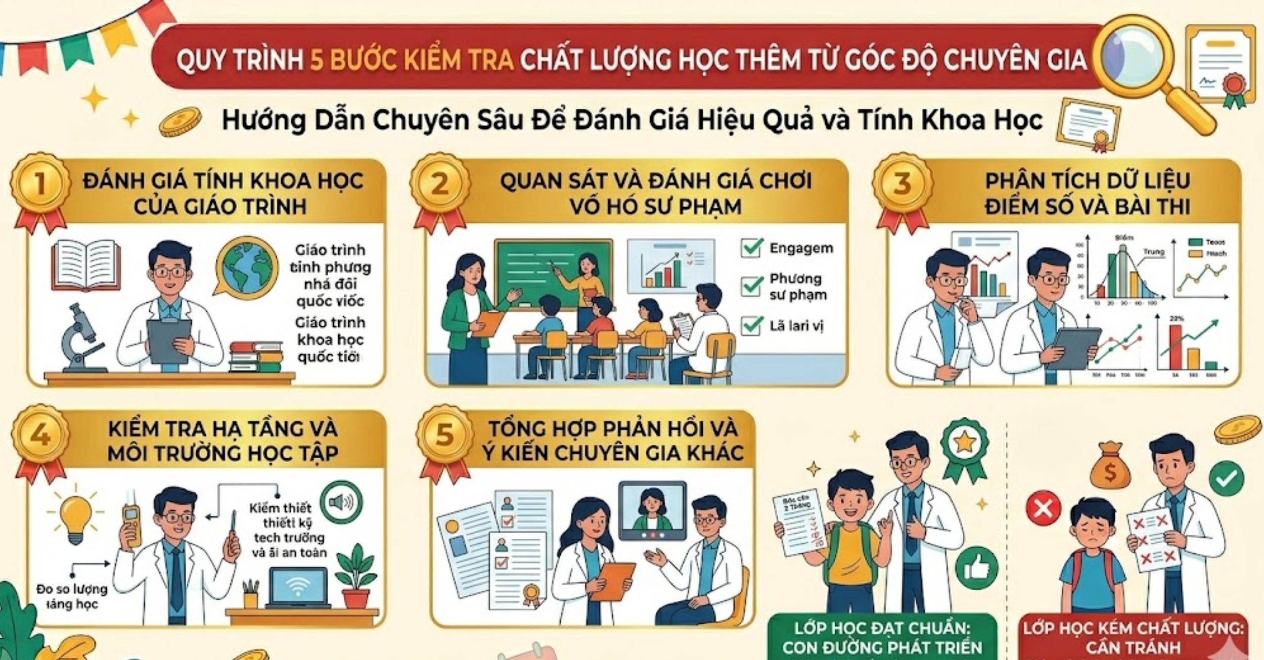 Quy trình 5 bước kiểm tra chất lượng học thêm từ góc độ chuyên gia
