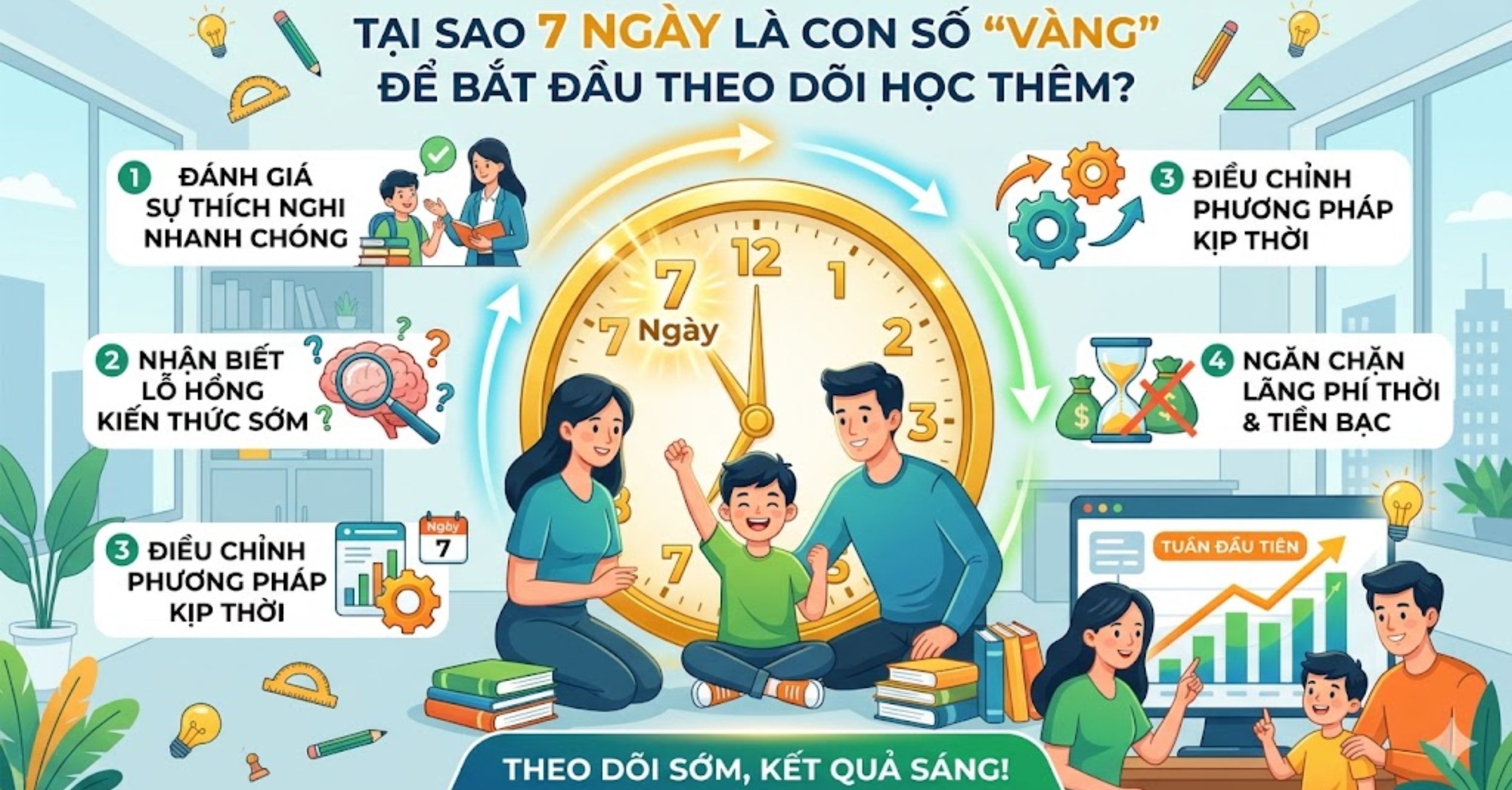 Tại sao 7 ngày là con số "vàng" để bắt đầu theo dõi học thêm?