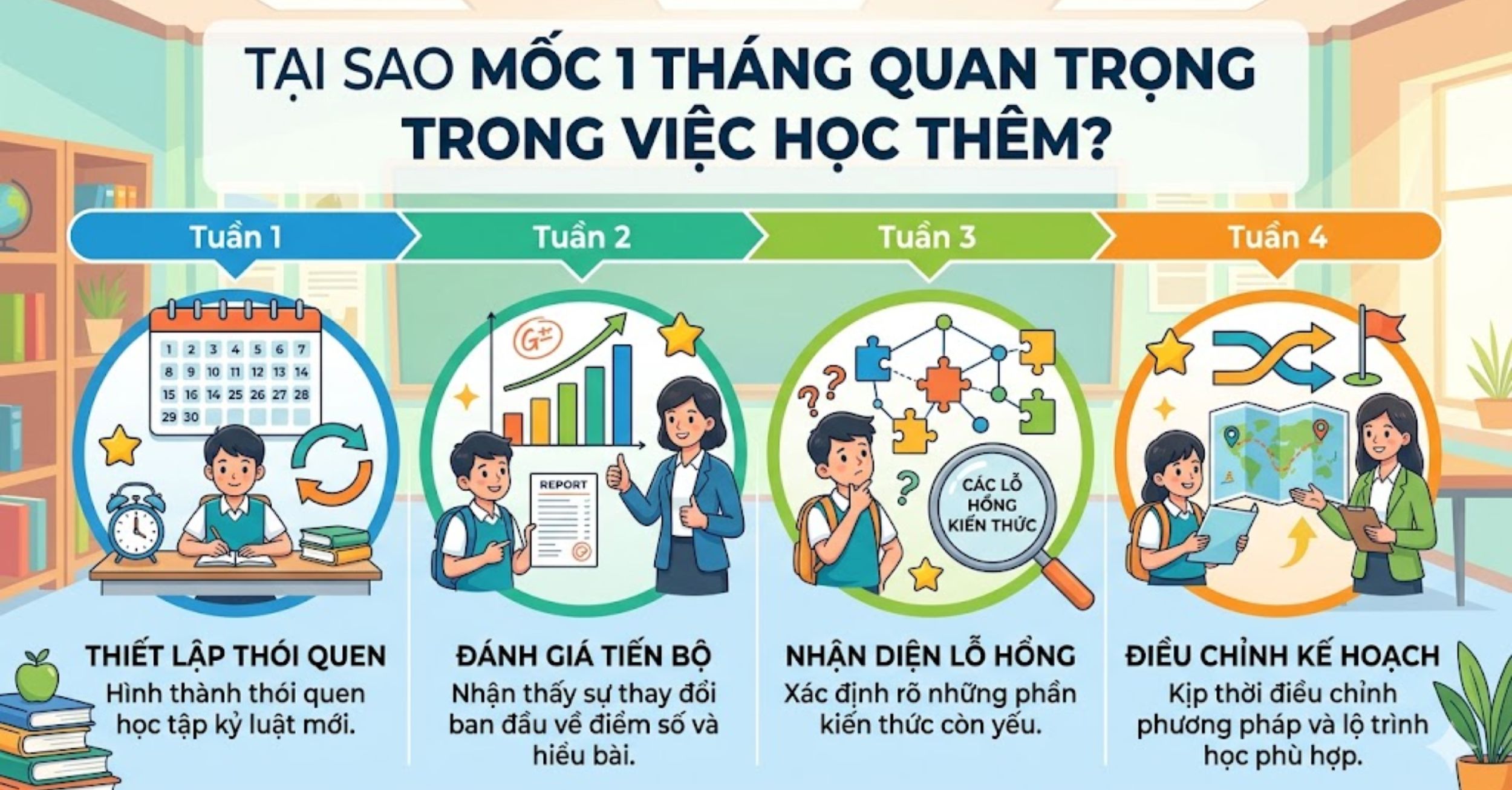Tại sao mốc 1 tháng lại quan trọng trong việc học thêm?