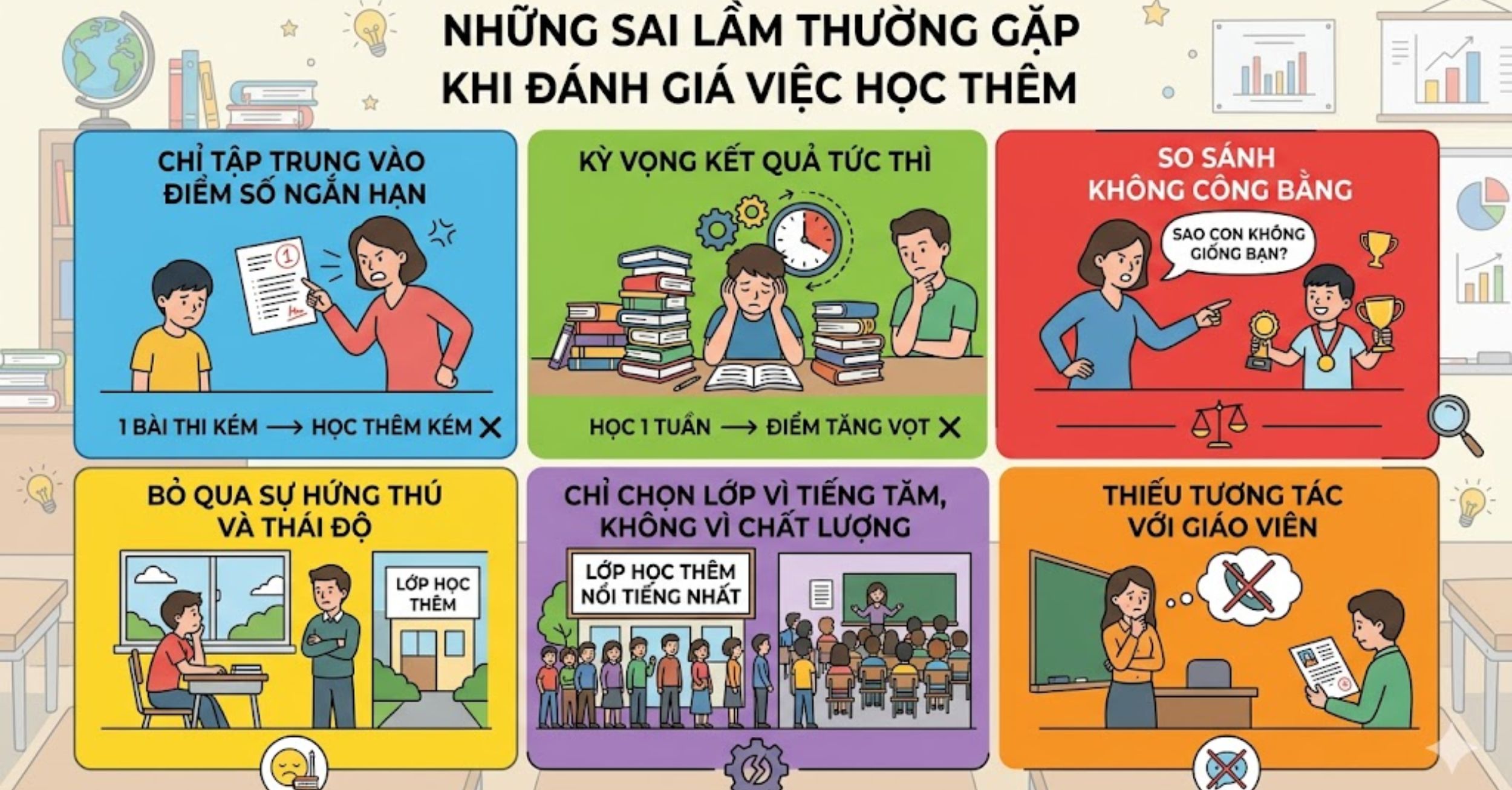 Những sai lầm thường gặp khi đánh giá việc học thêm