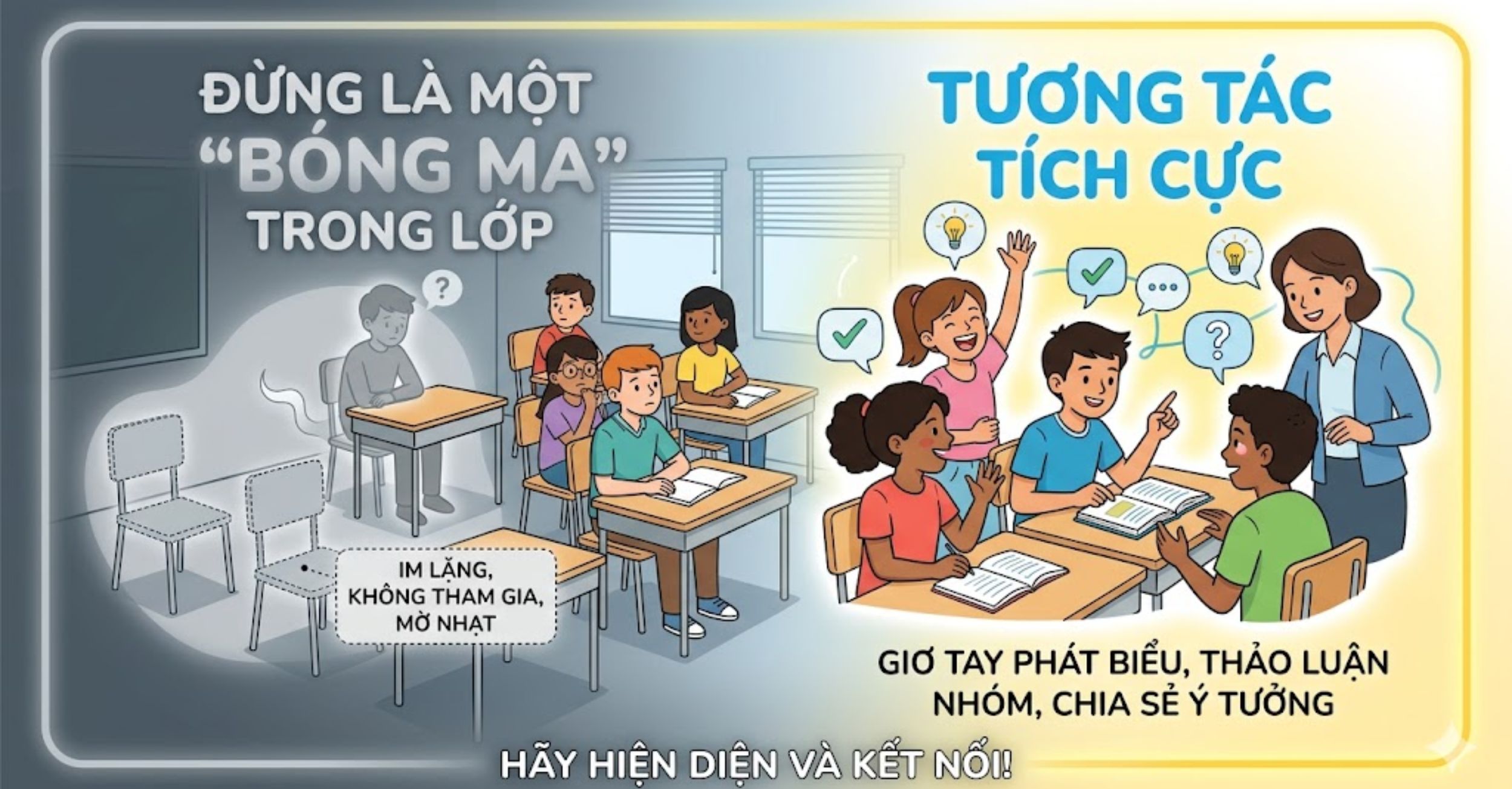 Tương tác tích cực: Đừng là một "bóng ma" trong lớp