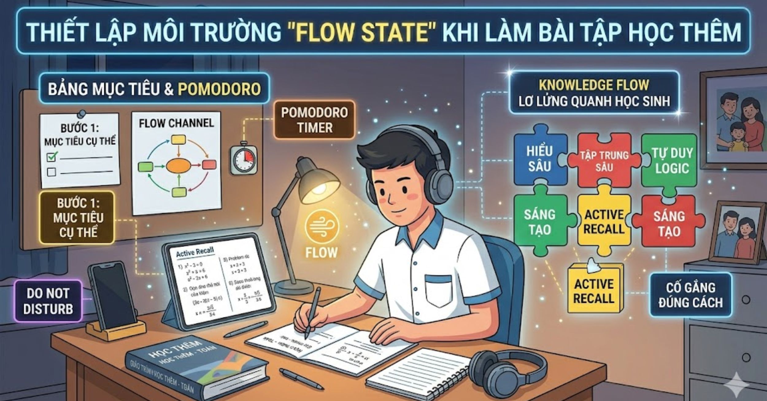 Thiết lập môi trường "Flow State" khi làm bài tập học thêm