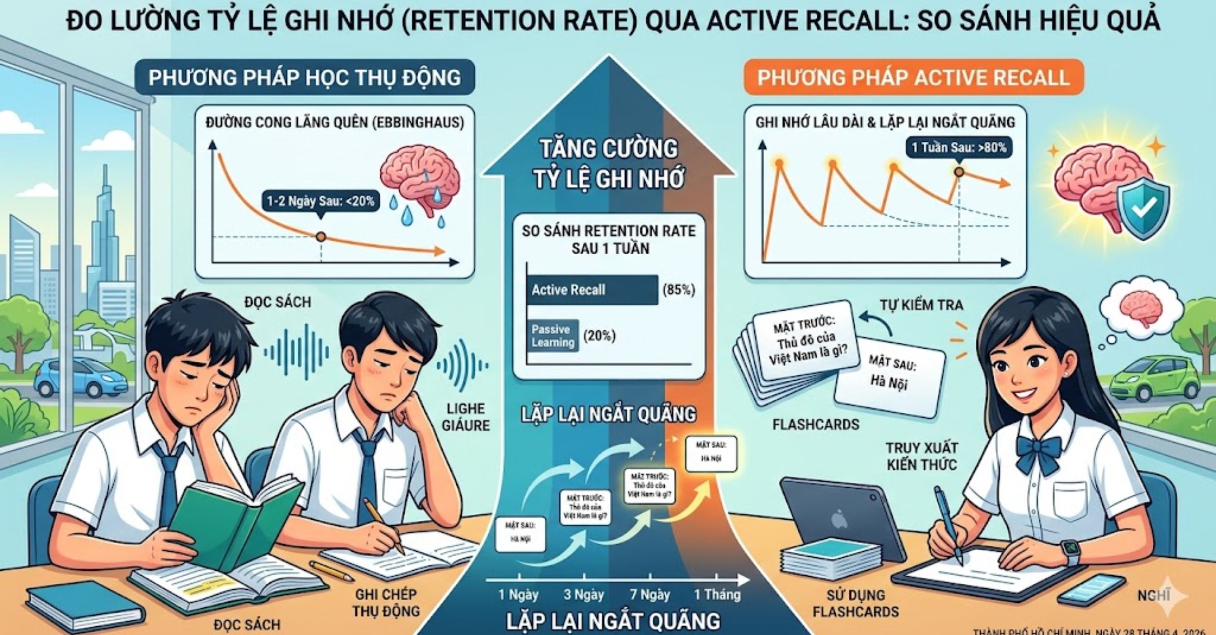 Đo lường bằng tỷ lệ ghi nhớ (Retention Rate) qua Active Recall
