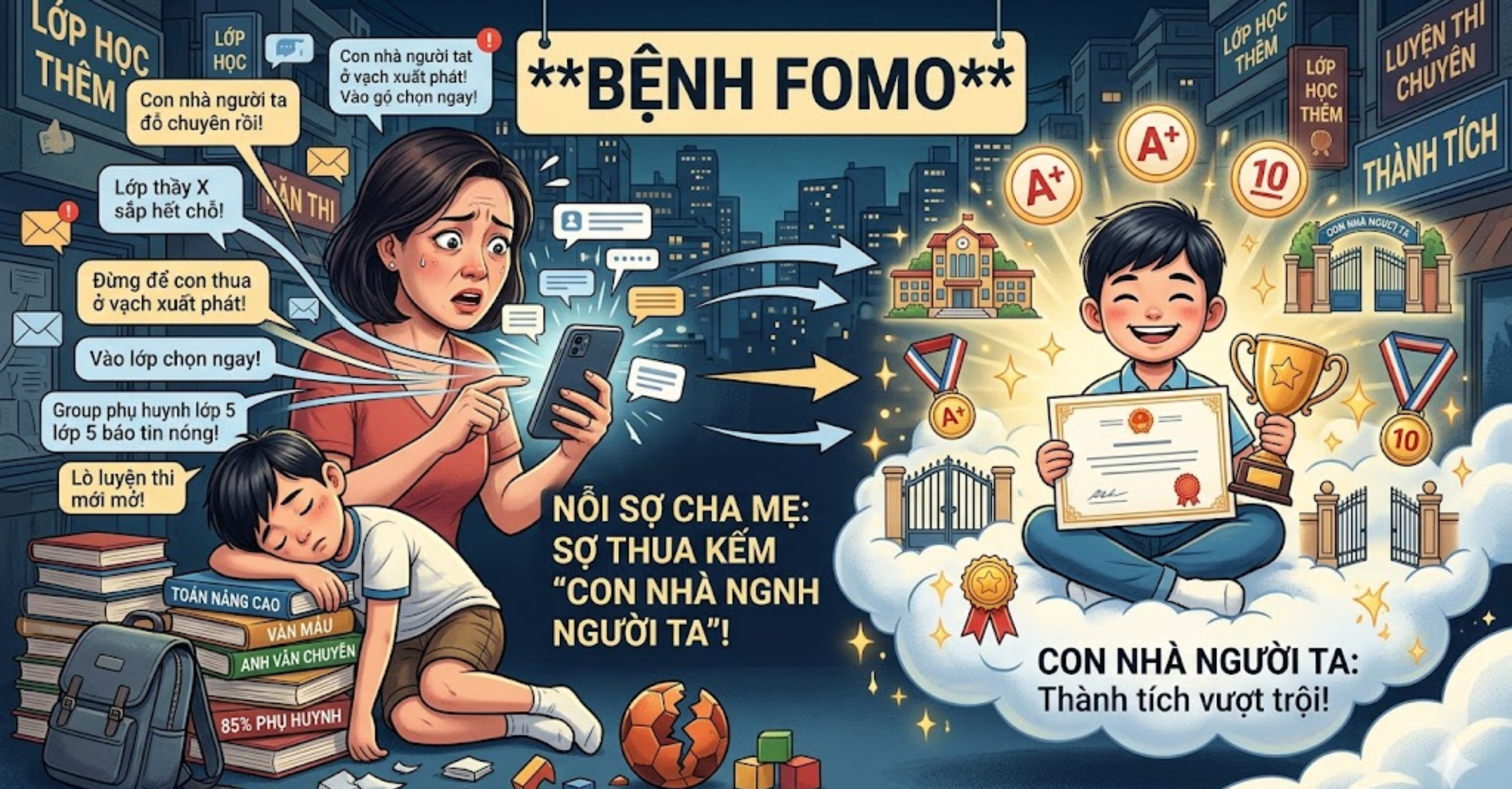"Bệnh" FOMO: Cho Con Đi Học Vì Sợ Thua Kém "Con Nhà Người Ta"
