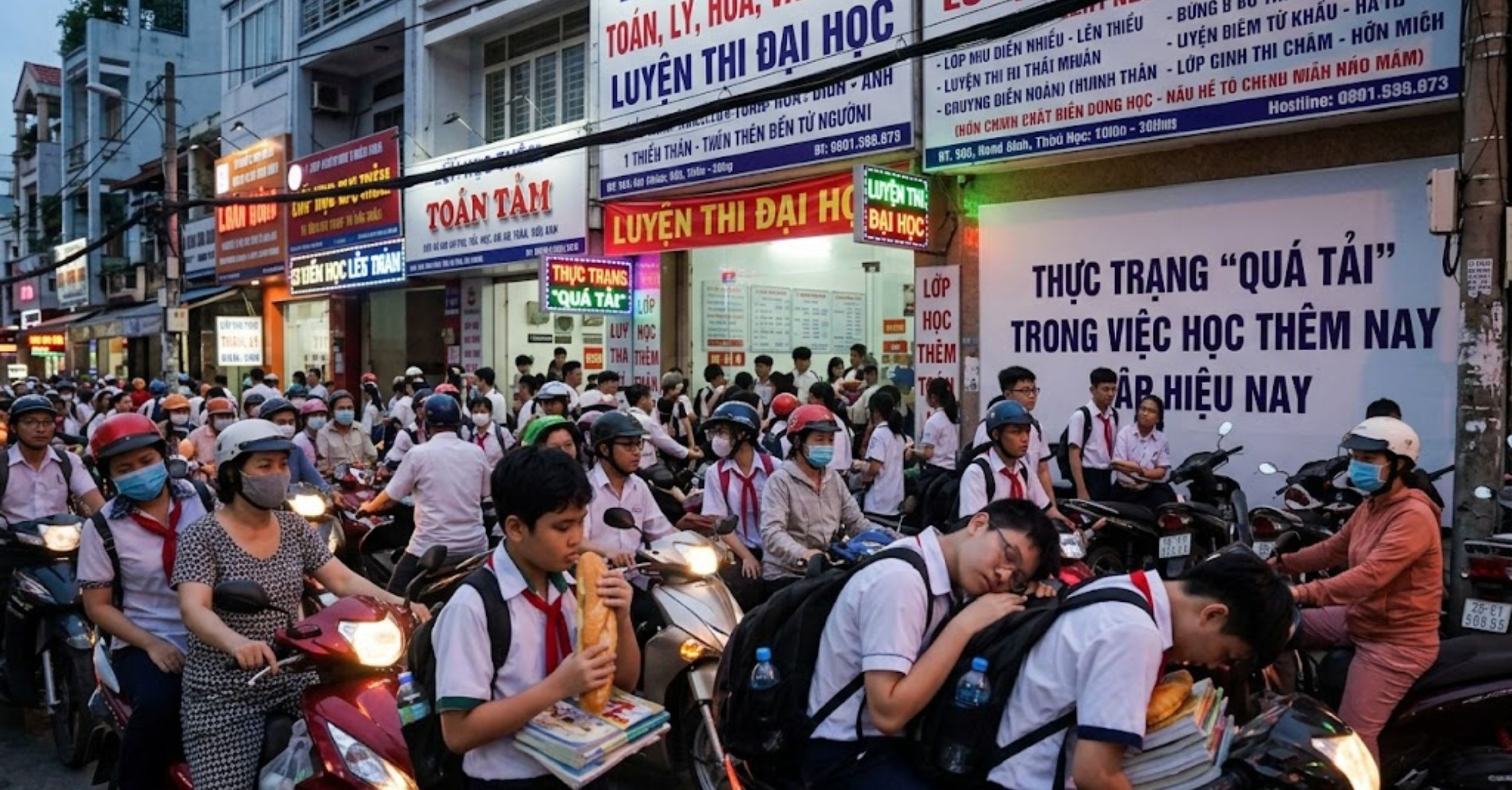 Thực trạng "quá tải" trong việc học thêm hiện nay