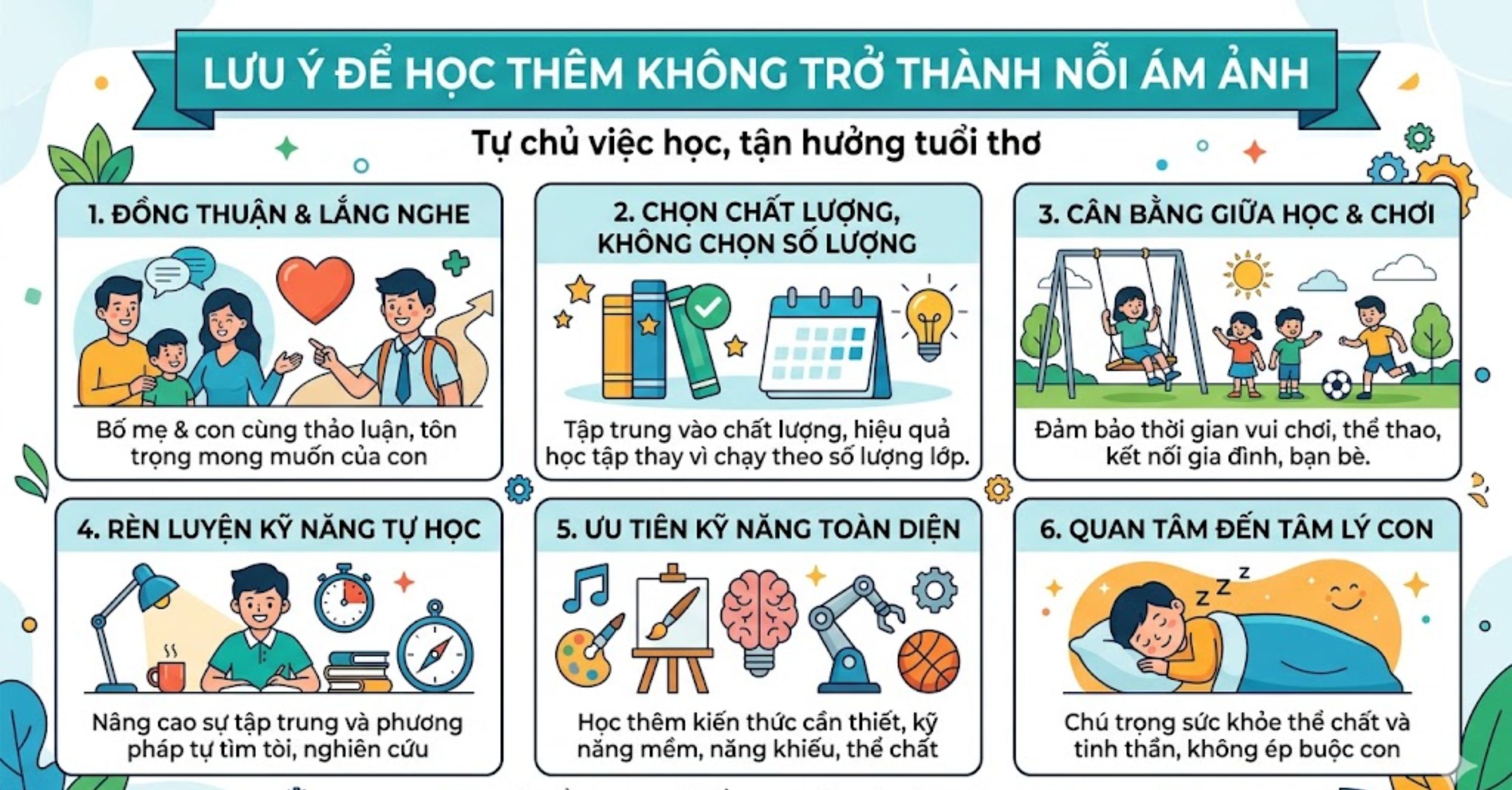 Những lưu ý để học thêm không trở thành nỗi ám ảnh