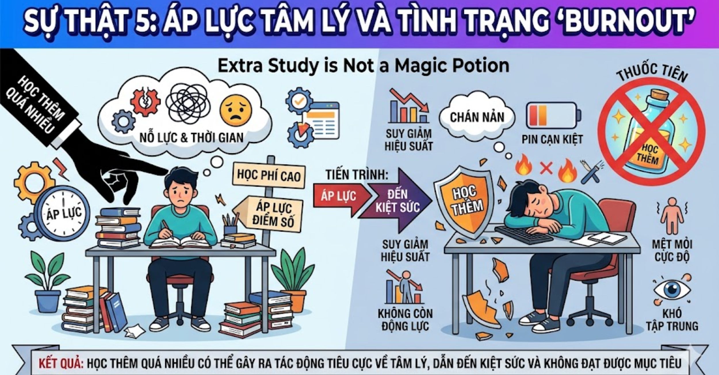 Sự thật 5: Áp lực tâm lý và tình trạng "Burnout"