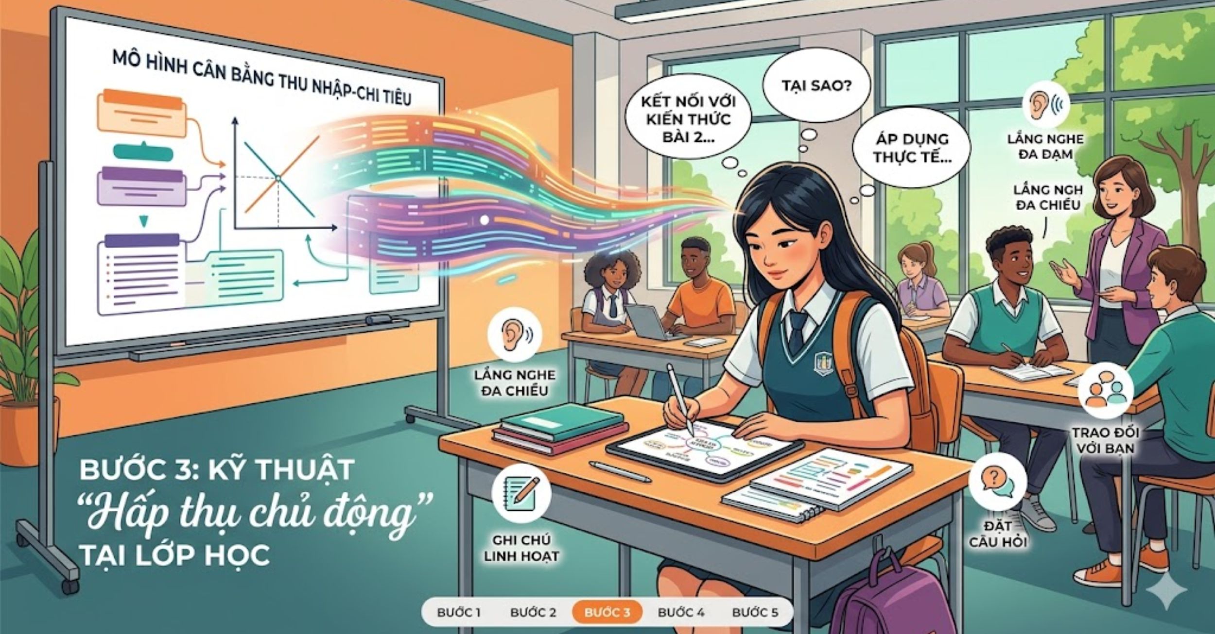 Bước 3: Kỹ thuật "Hấp thụ chủ động" tại lớp học