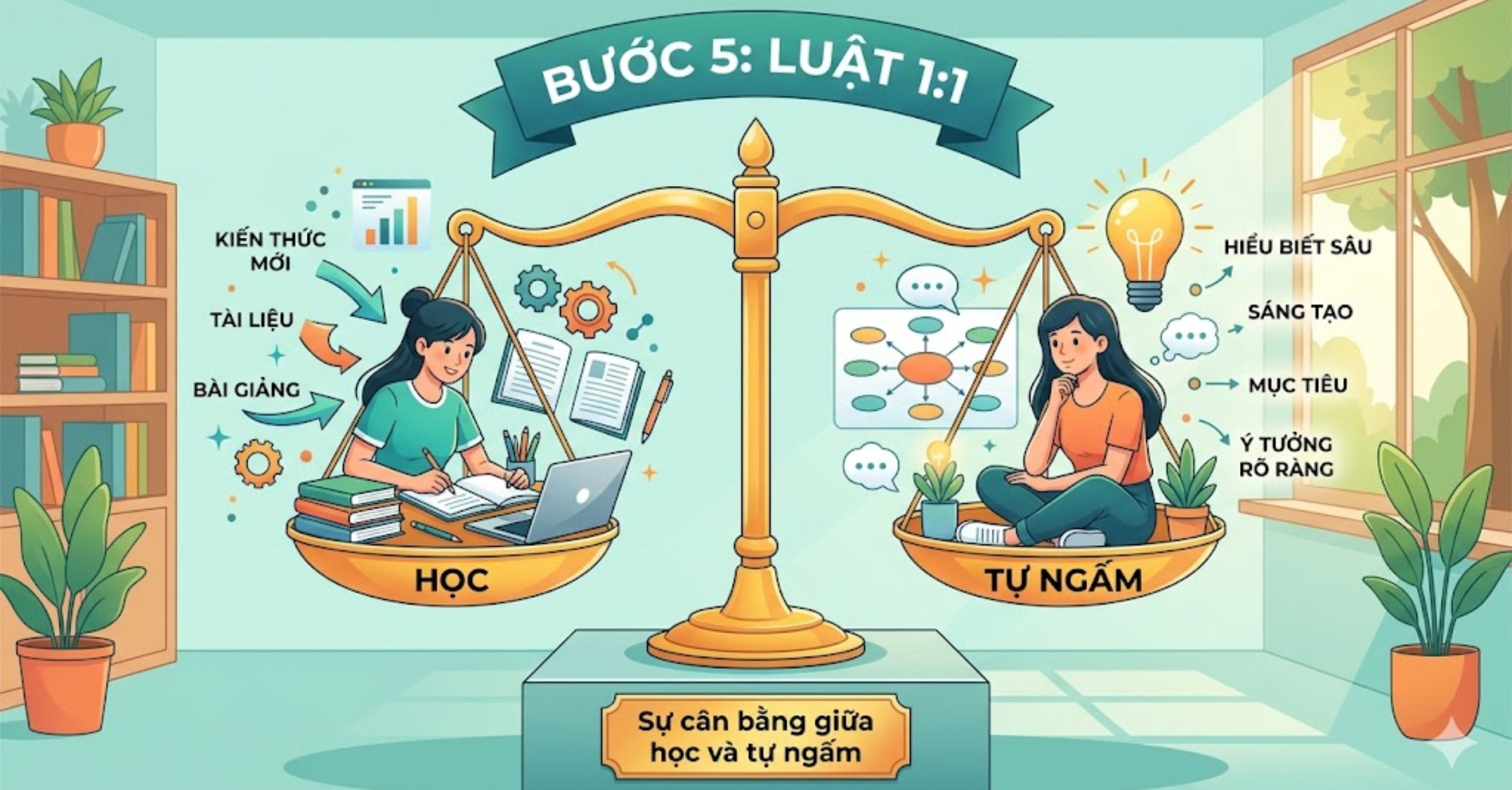 Bước 5: Luật 1:1 – Sự cân bằng giữa học và tự ngấm