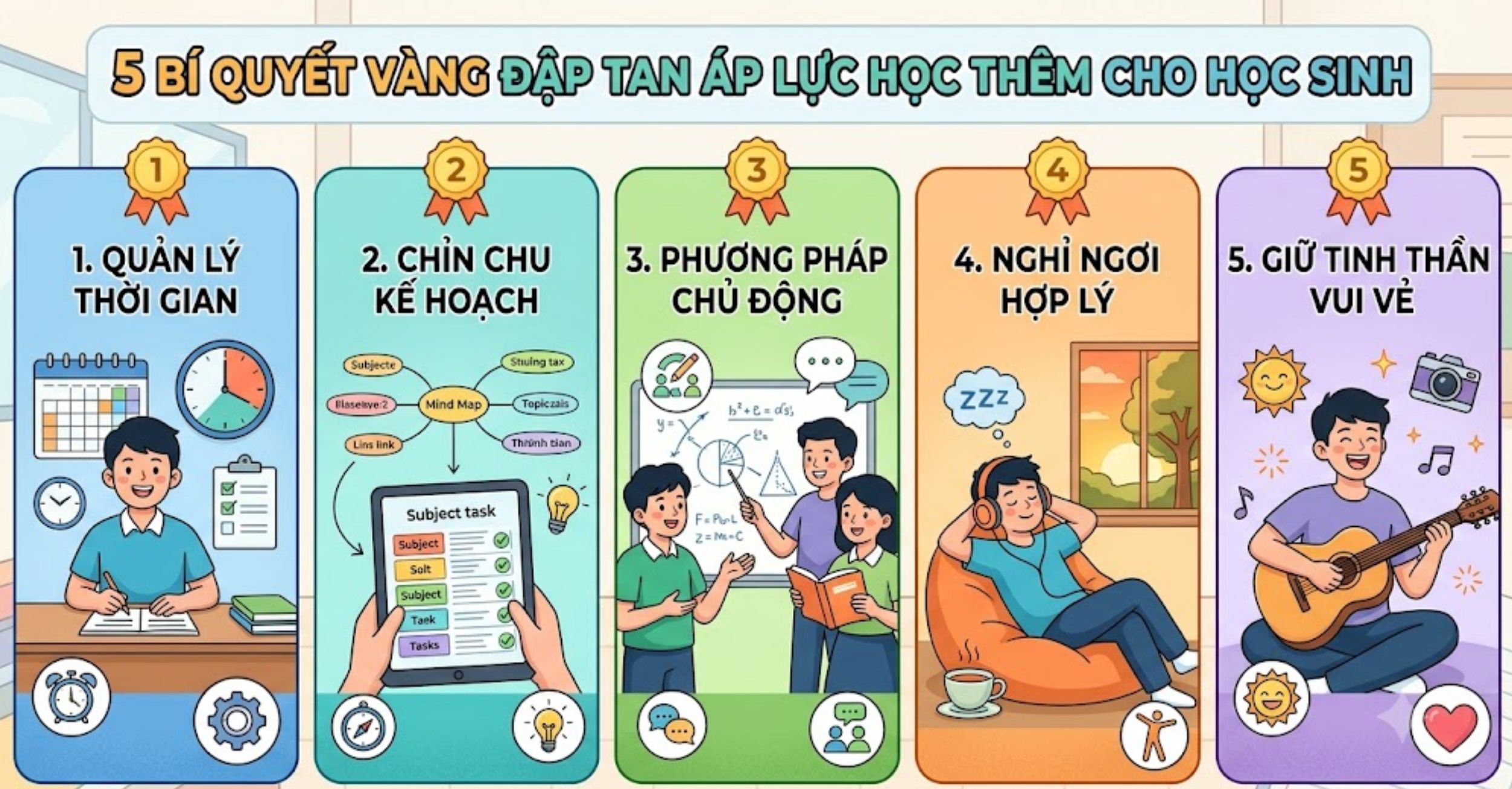 5 BÍ QUYẾT VÀNG ĐẬP TAN ÁP LỰC HỌC THÊM CHO HỌC SINH