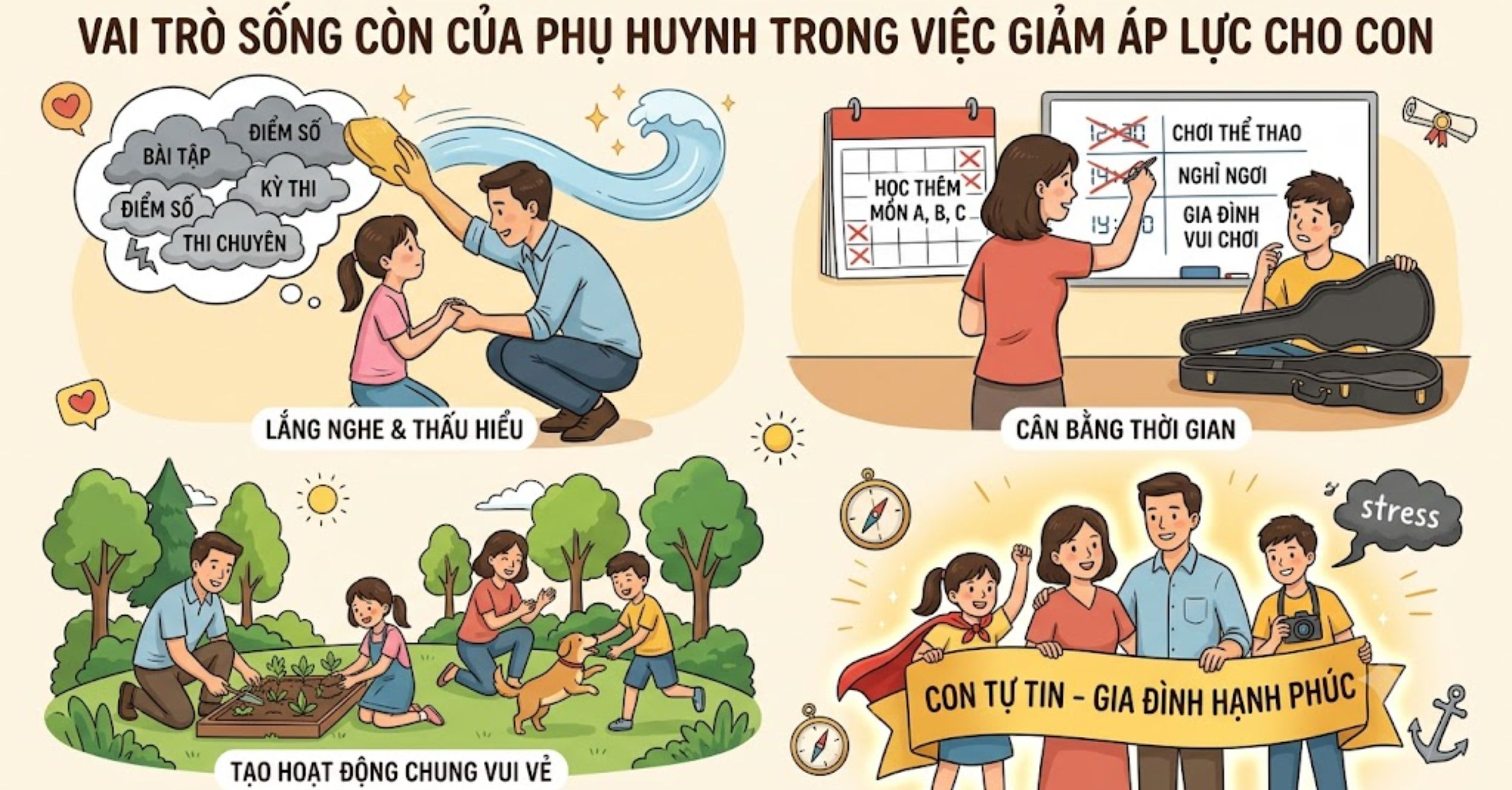 Vai Trò Sống Còn Của Phụ Huynh Trong Việc Giảm Áp Lực Cho Con