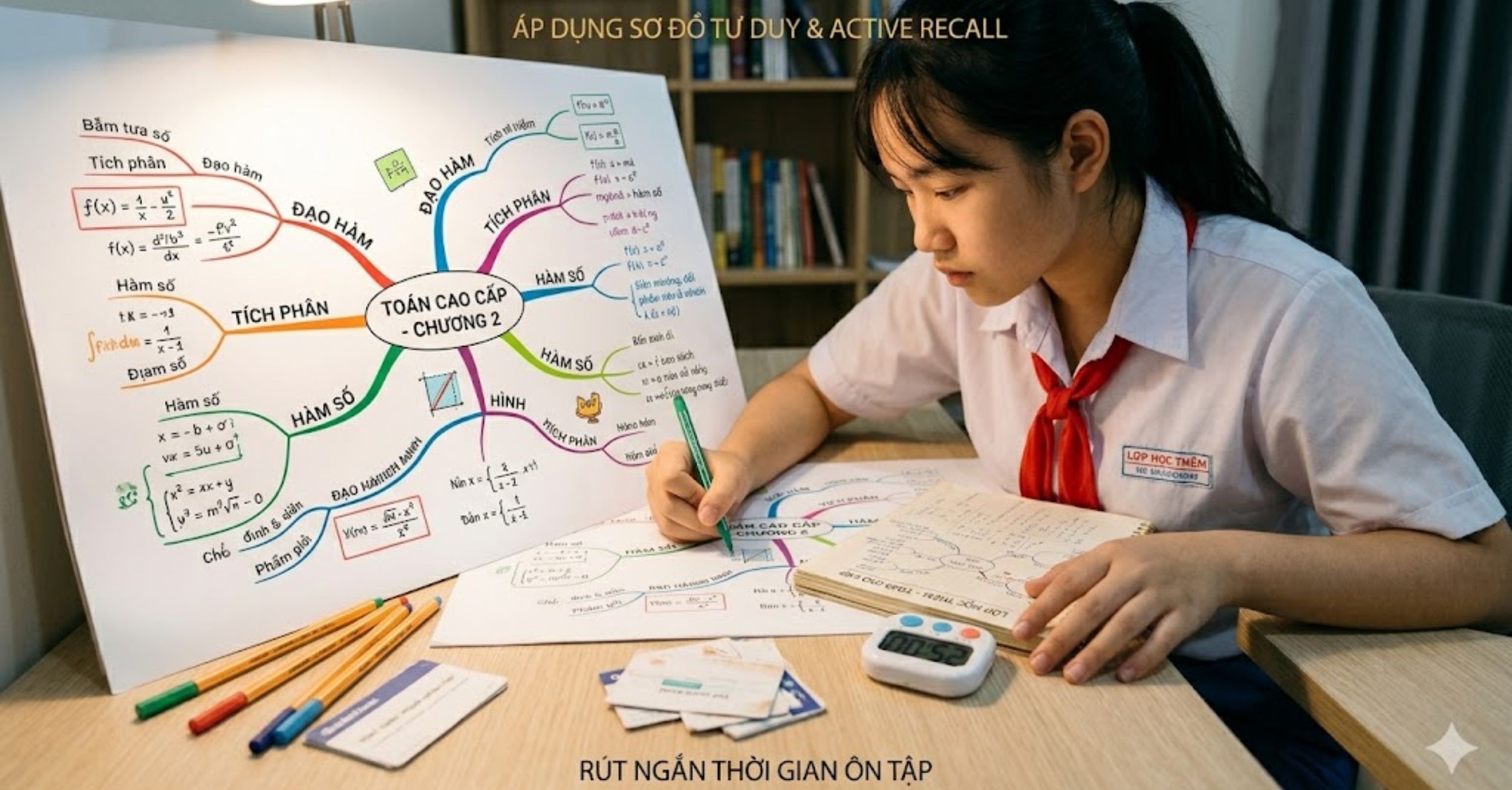 Áp dụng sơ đồ tư duy (Mindmap) và phương pháp Active Recall để rút ngắn thời gian ôn tập