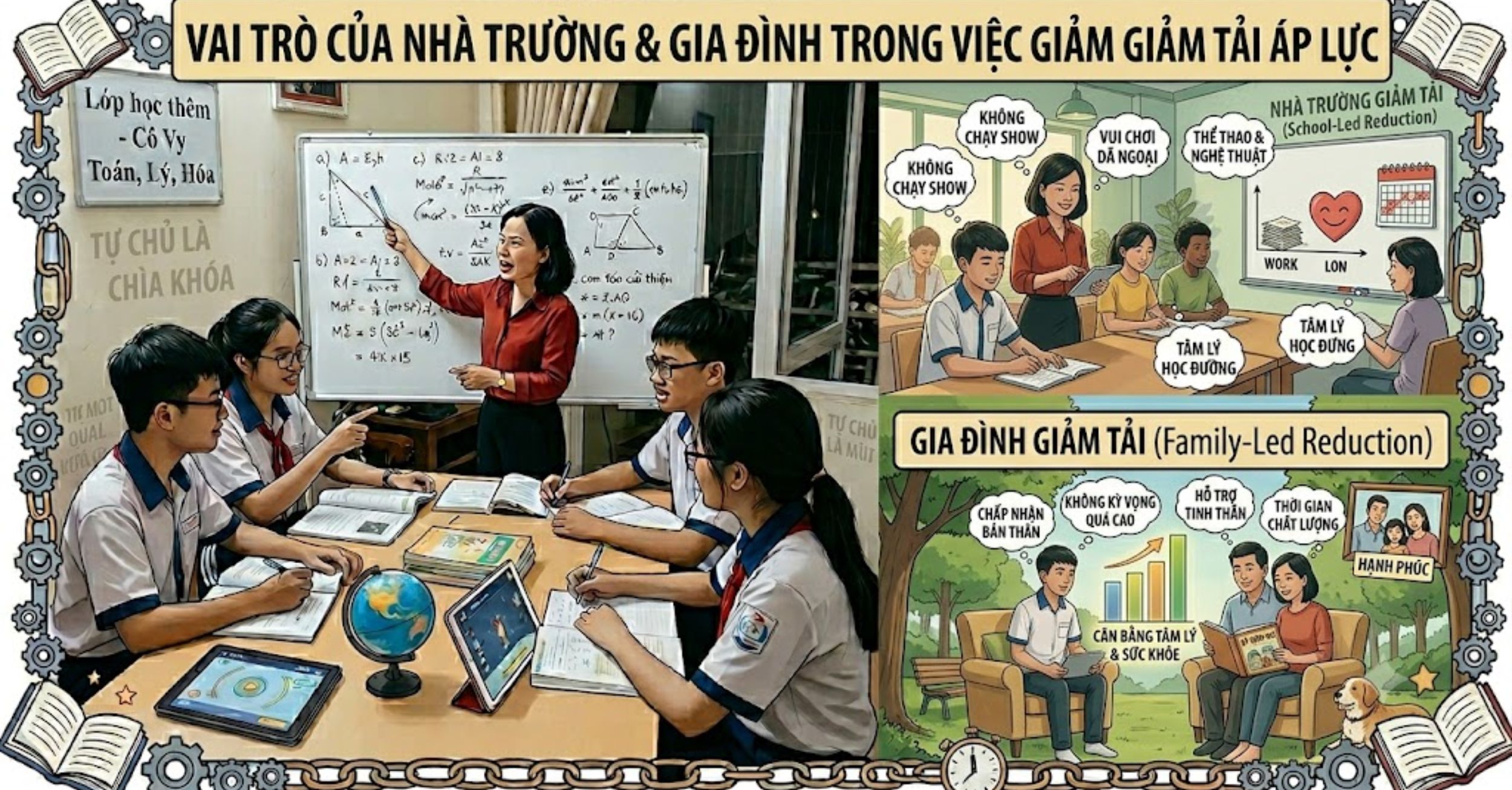 Vai trò của nhà trường và gia đình trong việc giảm tải áp lực