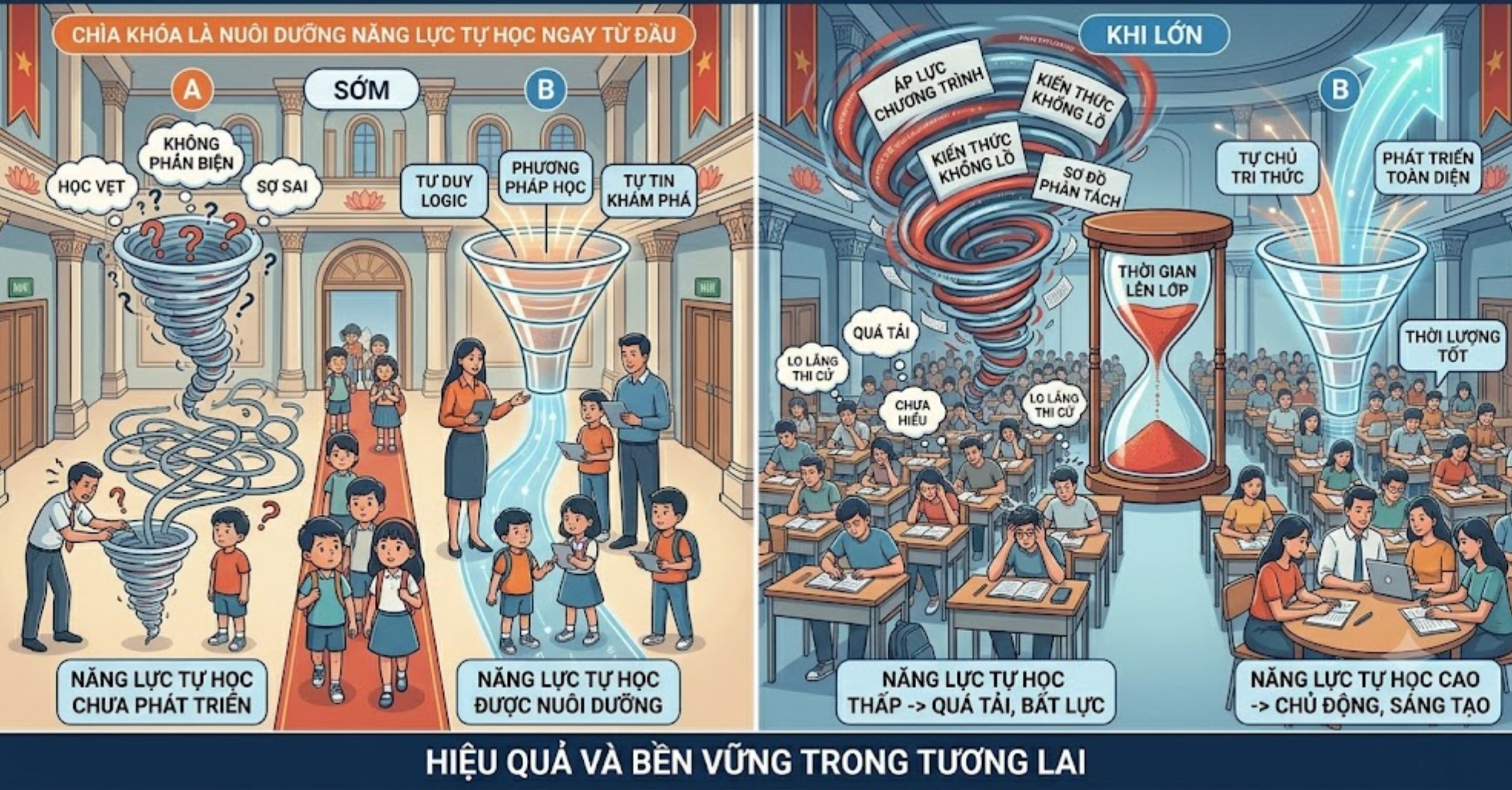 Năng lực tự học chưa được rèn luyện đúng cách từ sớm