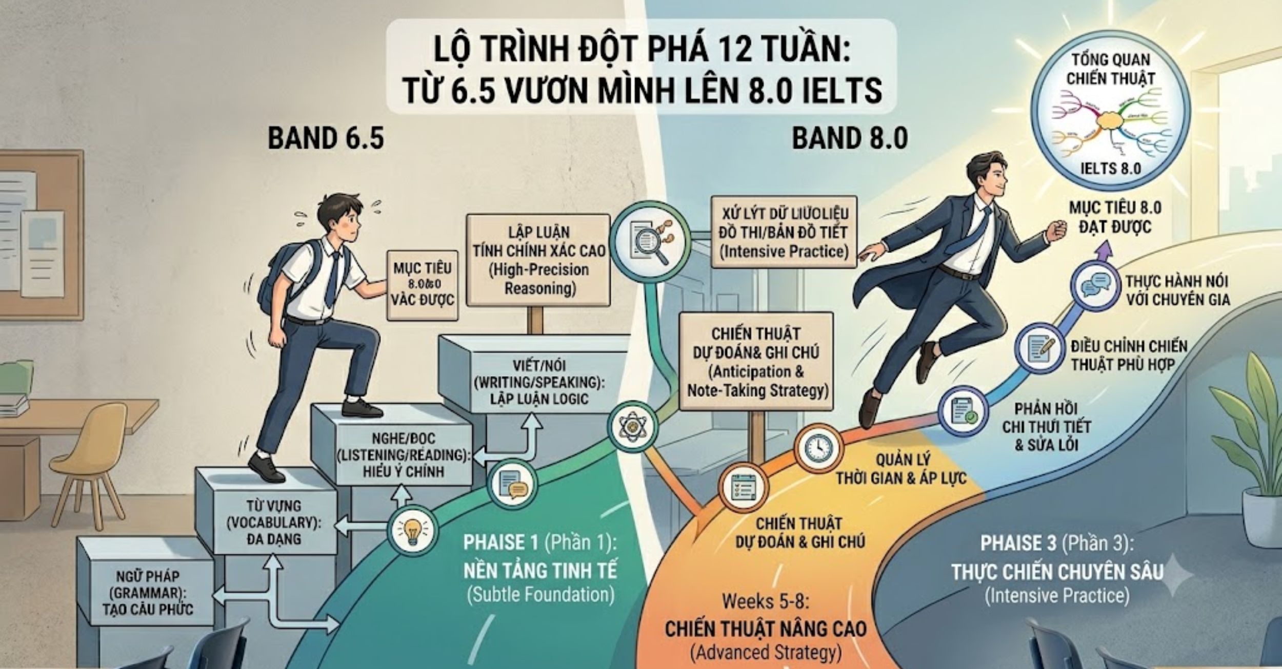 Lộ trình đột phá 12 tuần: Từ 6.5 vươn mình lên 8.0 IELTS