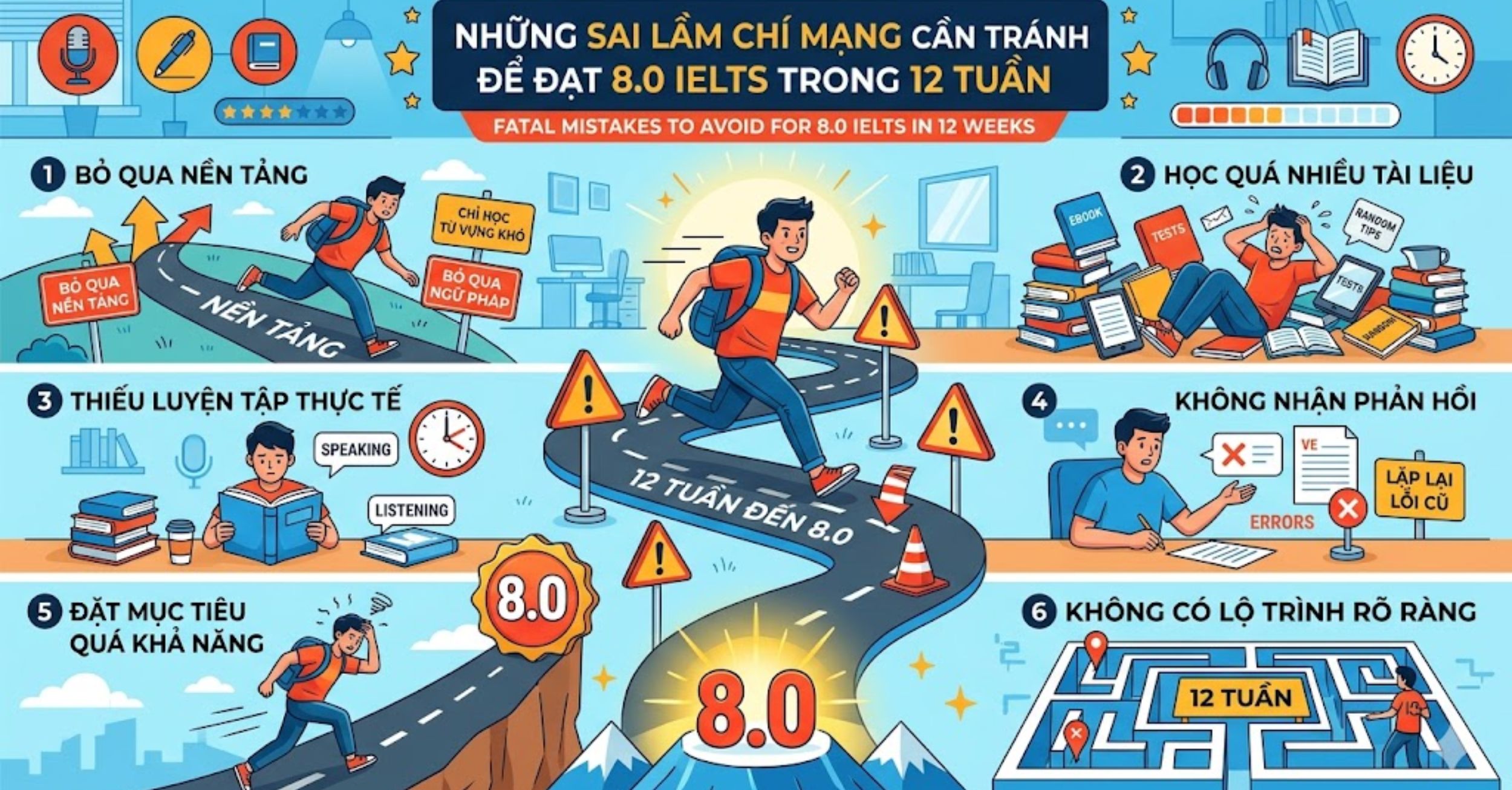 Những sai lầm chí mạng cần tránh nếu muốn lên 8.0 trong 12 tuần